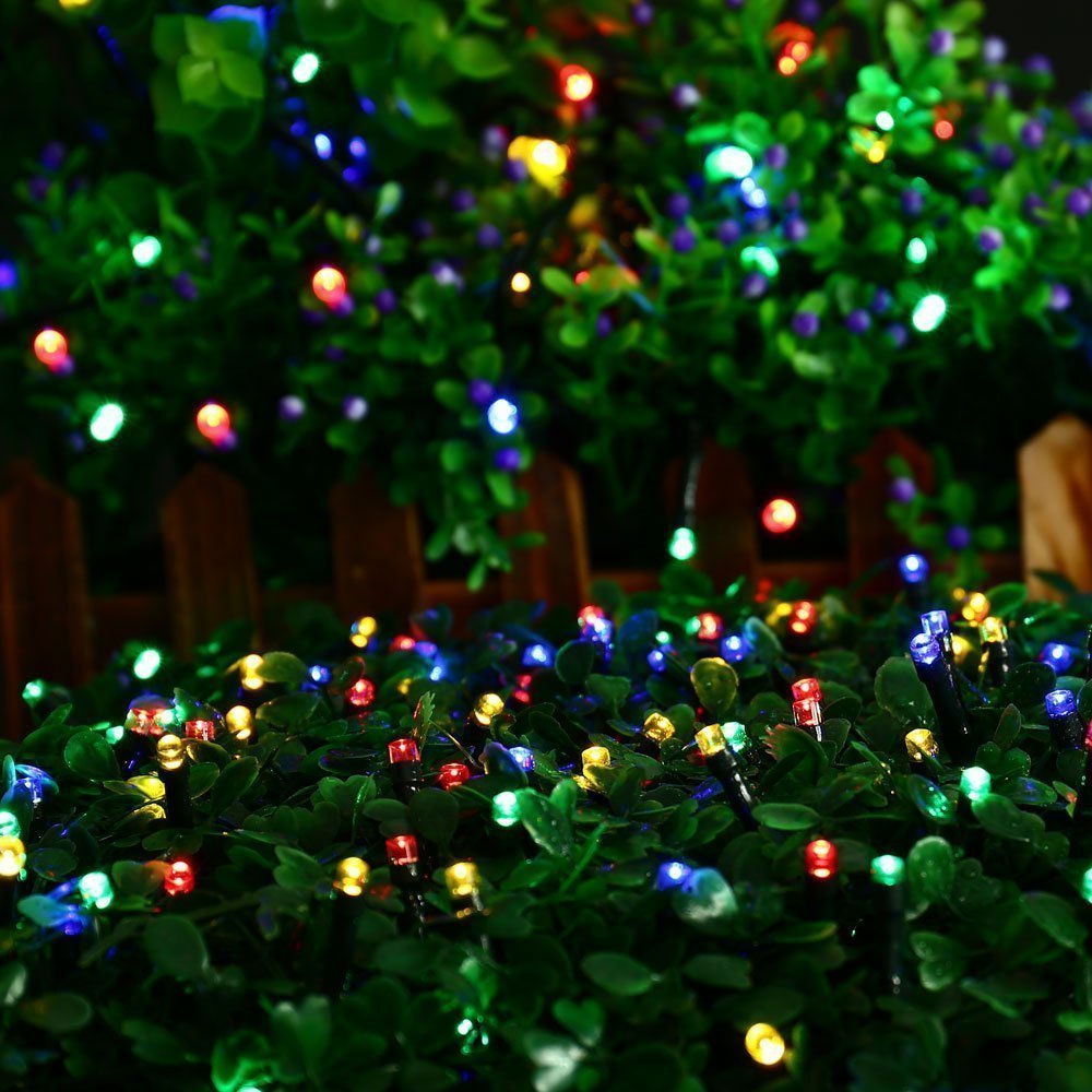 JAYIJAXIN 100 LED Solar String Lights 39FT Solar Powered Christmas Light with 8 Lighting Modes, Waterproof Tree Lights for Outdoor Outside Xmas