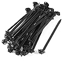 uxcell Nylon Oval Design Auto Push Mount Cable Tie, 166mmx7mm, 40 Pcs, Black