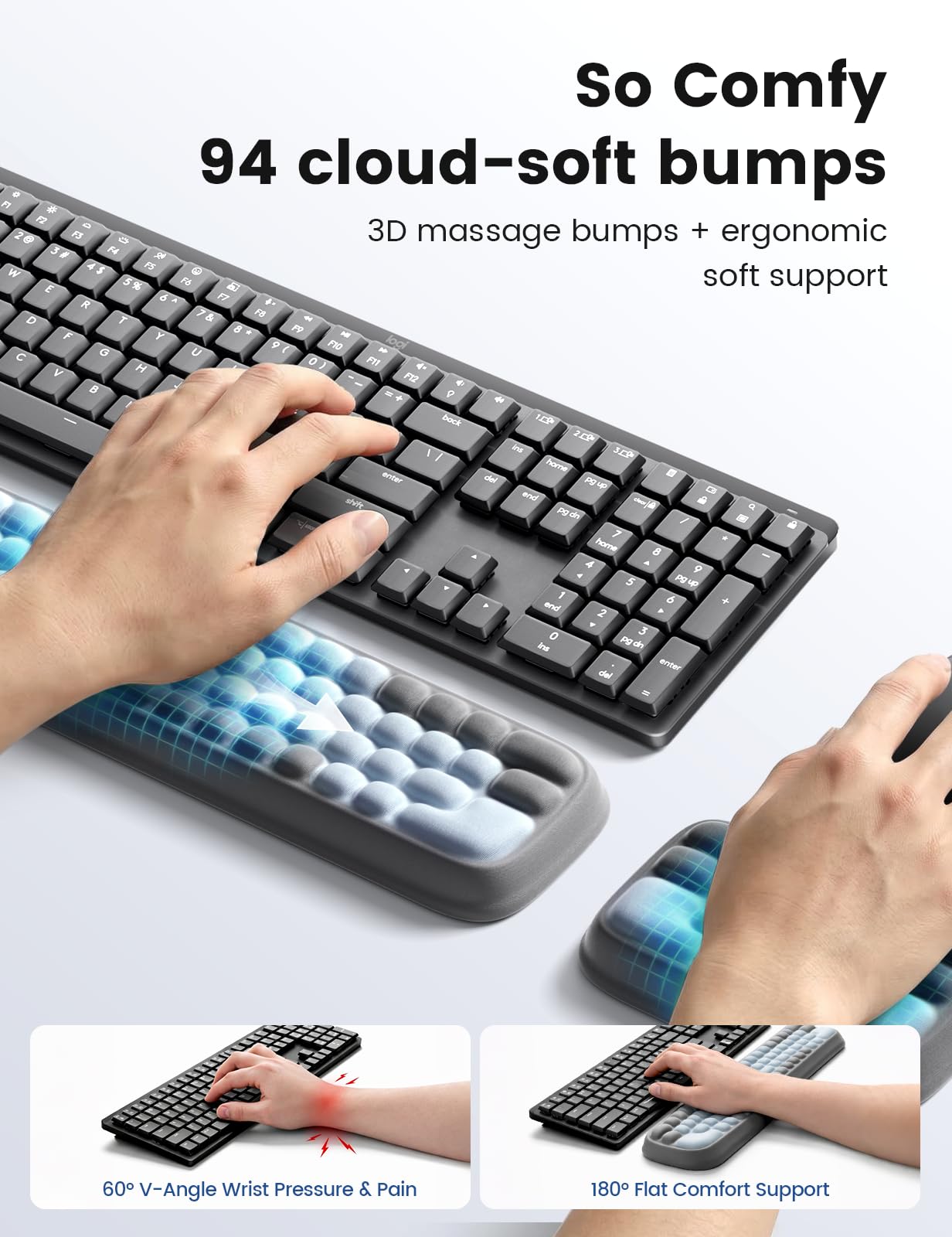 Meatanty Keyboard Wrist Rest and Mouse Rest Set, Ergonomic Computer Wrist Pad, Memory Foam Typing Support for Desk, Hand Palm Arm Rest Office Gaming