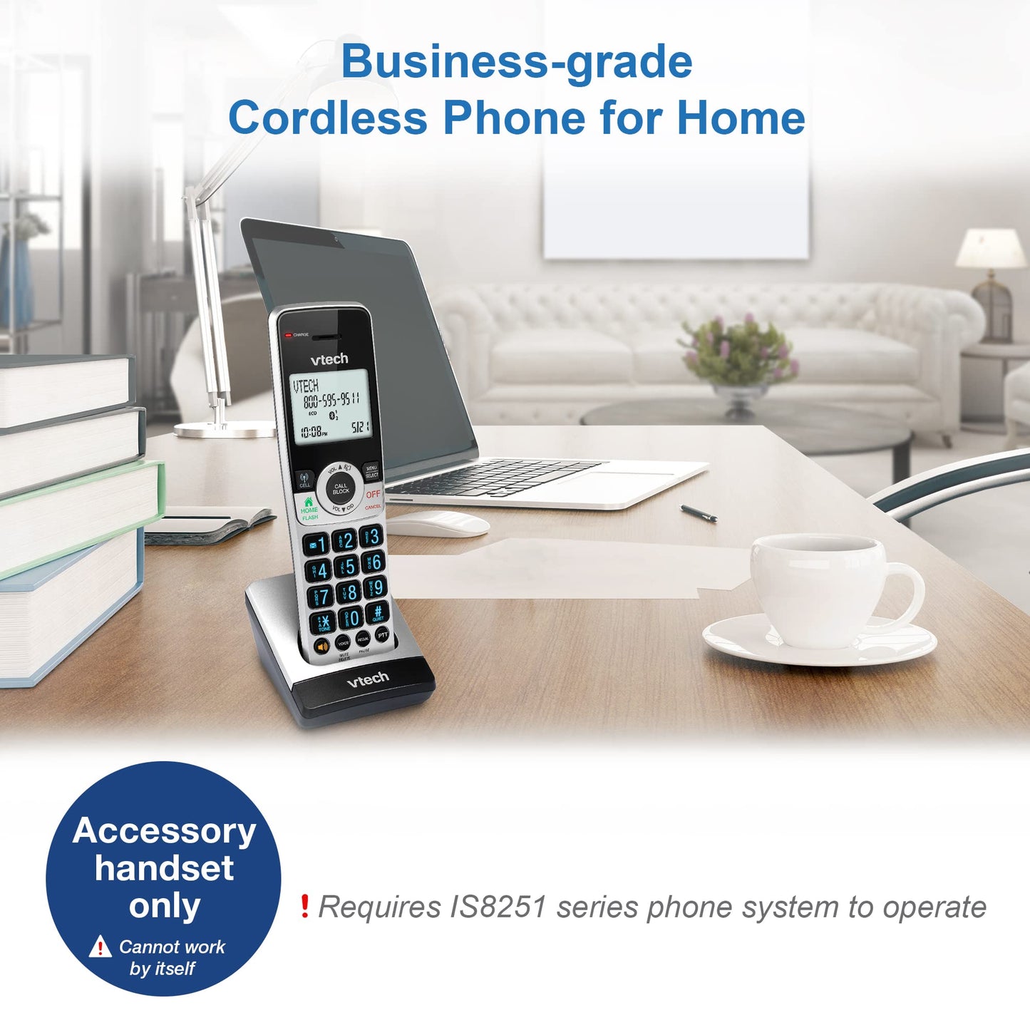 VTech IS8201 Additional Handset for IS8251 Business Grade Cordless Phone Series, Perfect for Home Office, Smart Call Blocking, Answering System