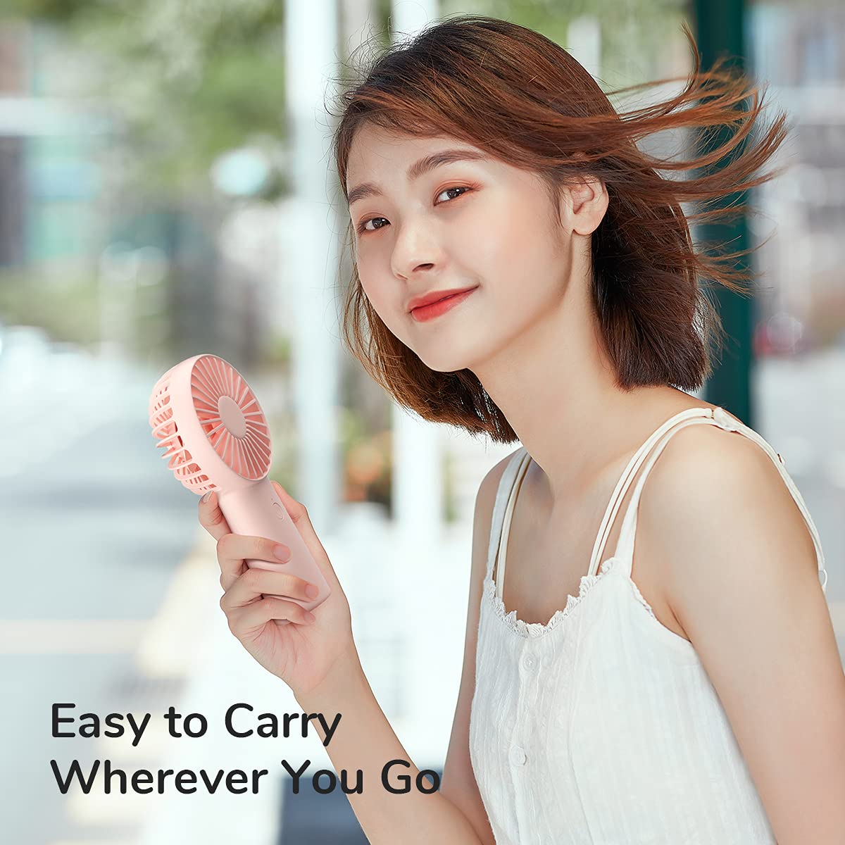 JISULIFE Handheld Fan, 4000mAh Portable Small and Personal USB Rechargeable Pocket [4-16H Working Time] Battery Operated Hand Fan with 3 Speeds