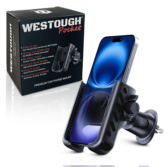 WESTOUGH Car Phone Holder for Air Vent - Easy One-Hand Drop & Lock Car Phone Mount, Secure & Stable 360° Adjustable Vent Holder, Universal Cell Phone