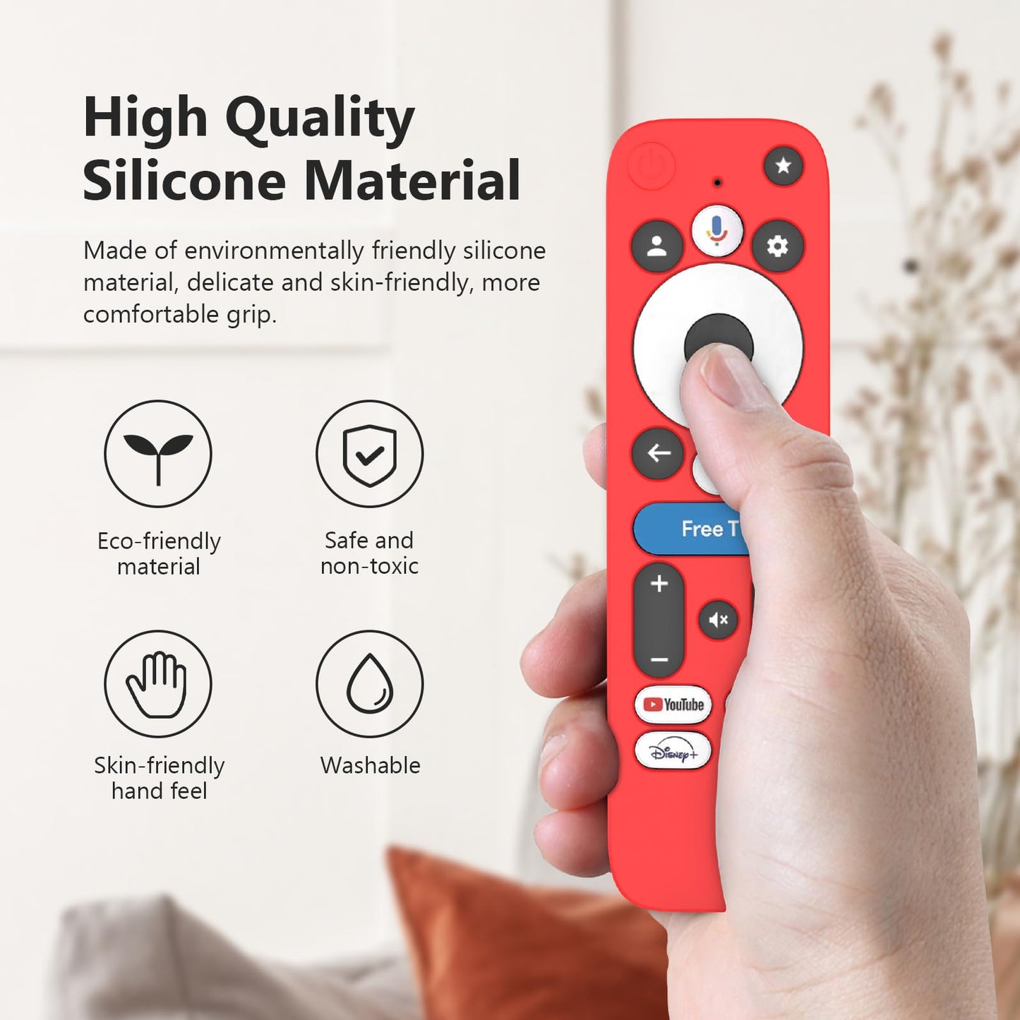 LEFXMOPHY Silicone Cover for onn Google TV 4K Pro Streaming Device (2024) Android TV Box Remote Protective Case - Red