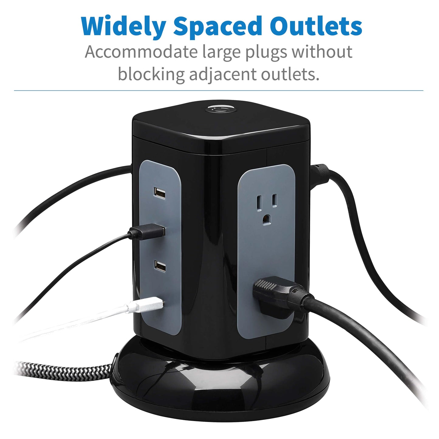 Tripp Lite TLP606UCTOWER Charging Tower Power Strip Surge Protector & Charging Station with USB Ports, 1800 Joules, 6 Outlets, 3 USB-A + 1 USB-C, 8ft