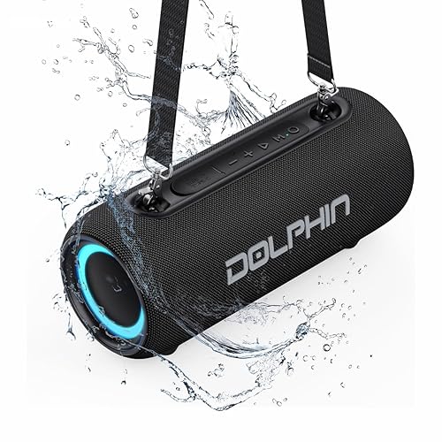 Dolphin Waterproof Bluetooth Speaker, 26W Loud with Bass Portable Boombox, Water Resistant IPX5, Long-Lasting Battery