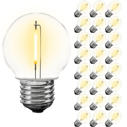 Novelty Lights 25 Pack G50 LED Light Bulbs, E26 Medium Screw Base