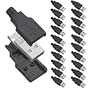 Oiyagai 20-Pack USB 2.0 Type-A Male Connector - 4-Pin Solder Type Plug with Protective Shell for DIY Cables and Repair