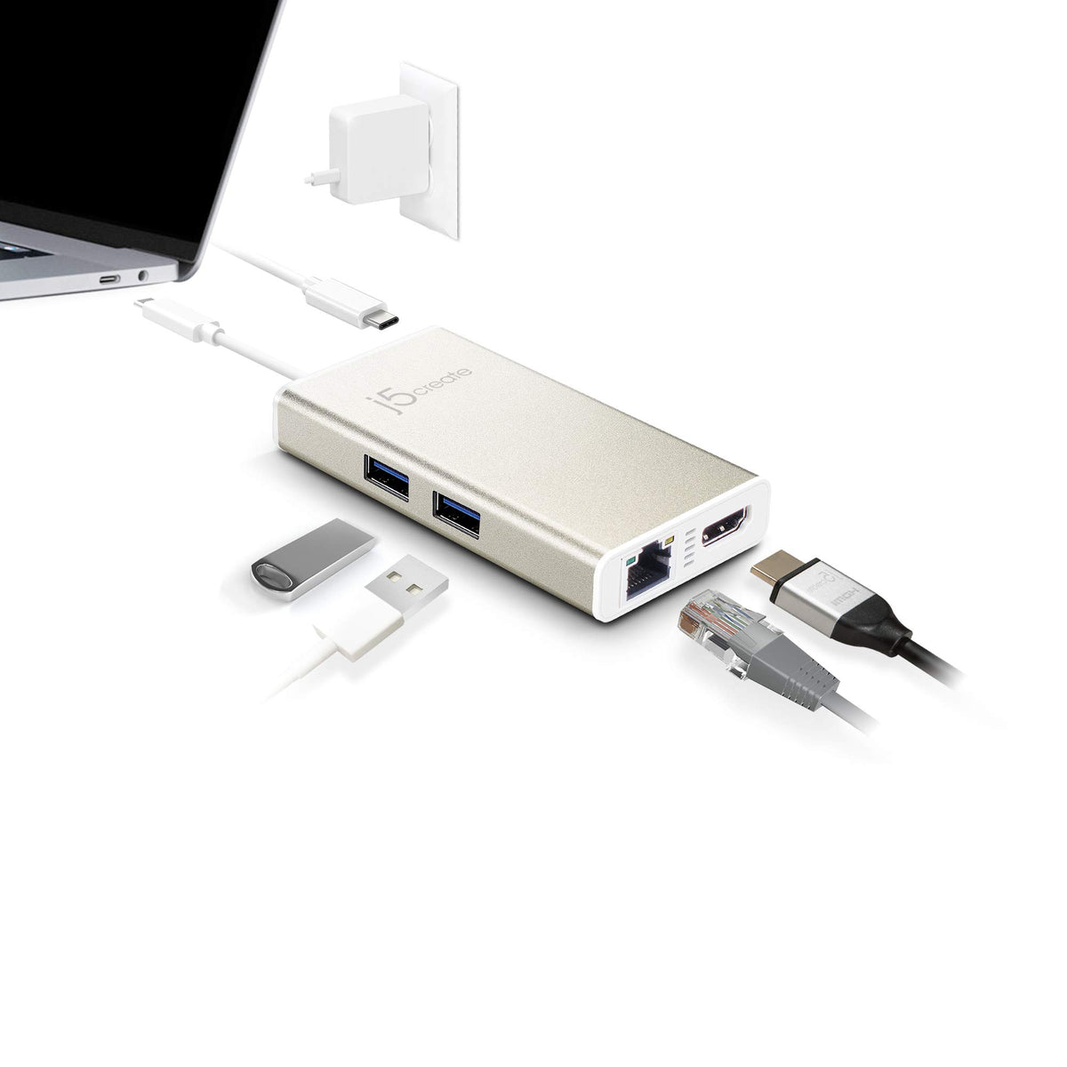 j5create USB C Hub Multi-Adapter Docking Station with HDMI 4K, 2X USB 3.1