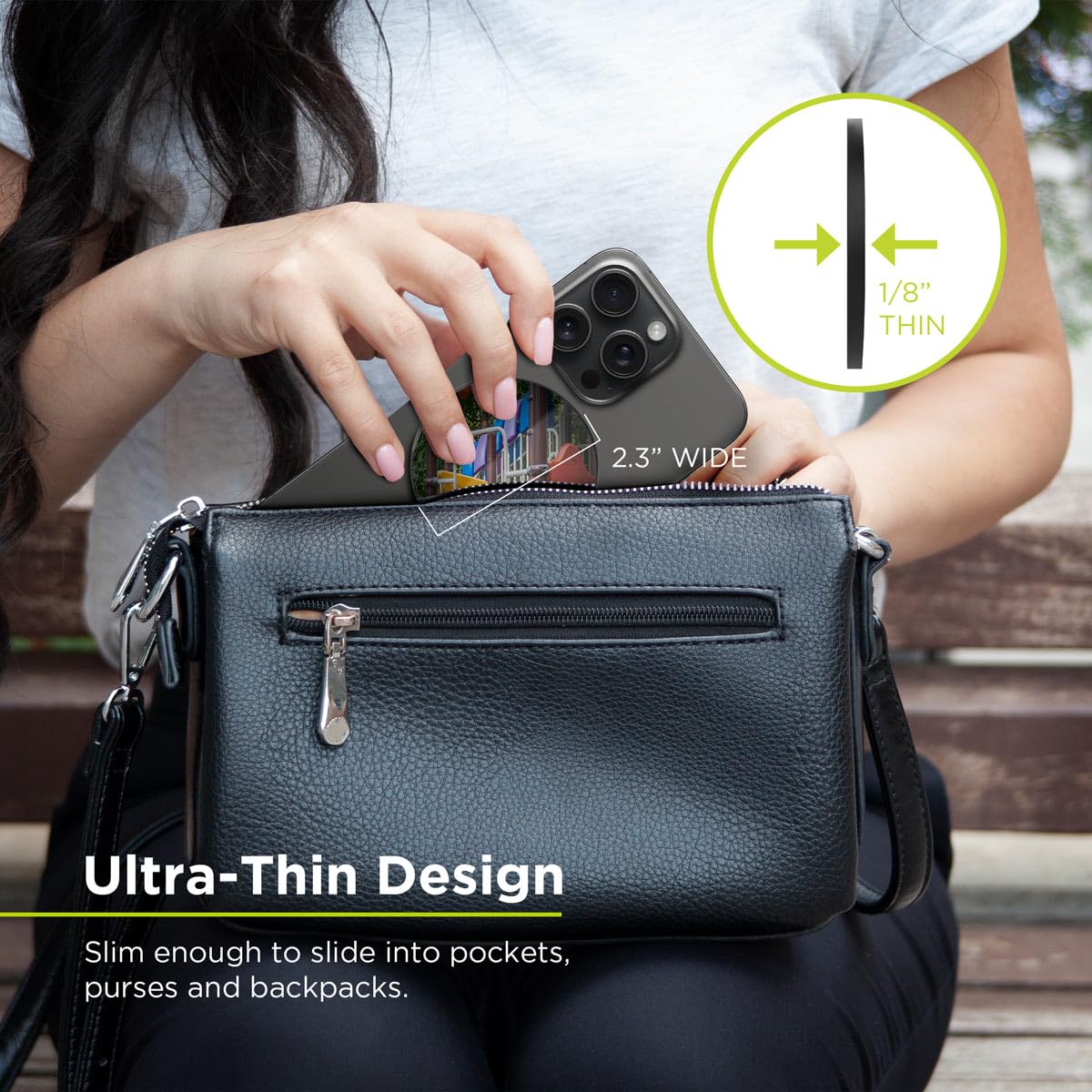 PureGear Magnetic Selfie Mirror for Back Camera, Slim Cell Phone Convex Mirror, MagSafe Compatible, iPhone 16/15/14/13/12 Pro Max/Plus, MagSafe Cases
