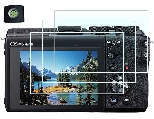 HUIPUXIANG M6 Screen Protector for Canon EOS M6 Mark II Camera with Hot Shoe Cover,[3 Pack] Tempered Glass Film 0.3mm High Definition 9H Hardness