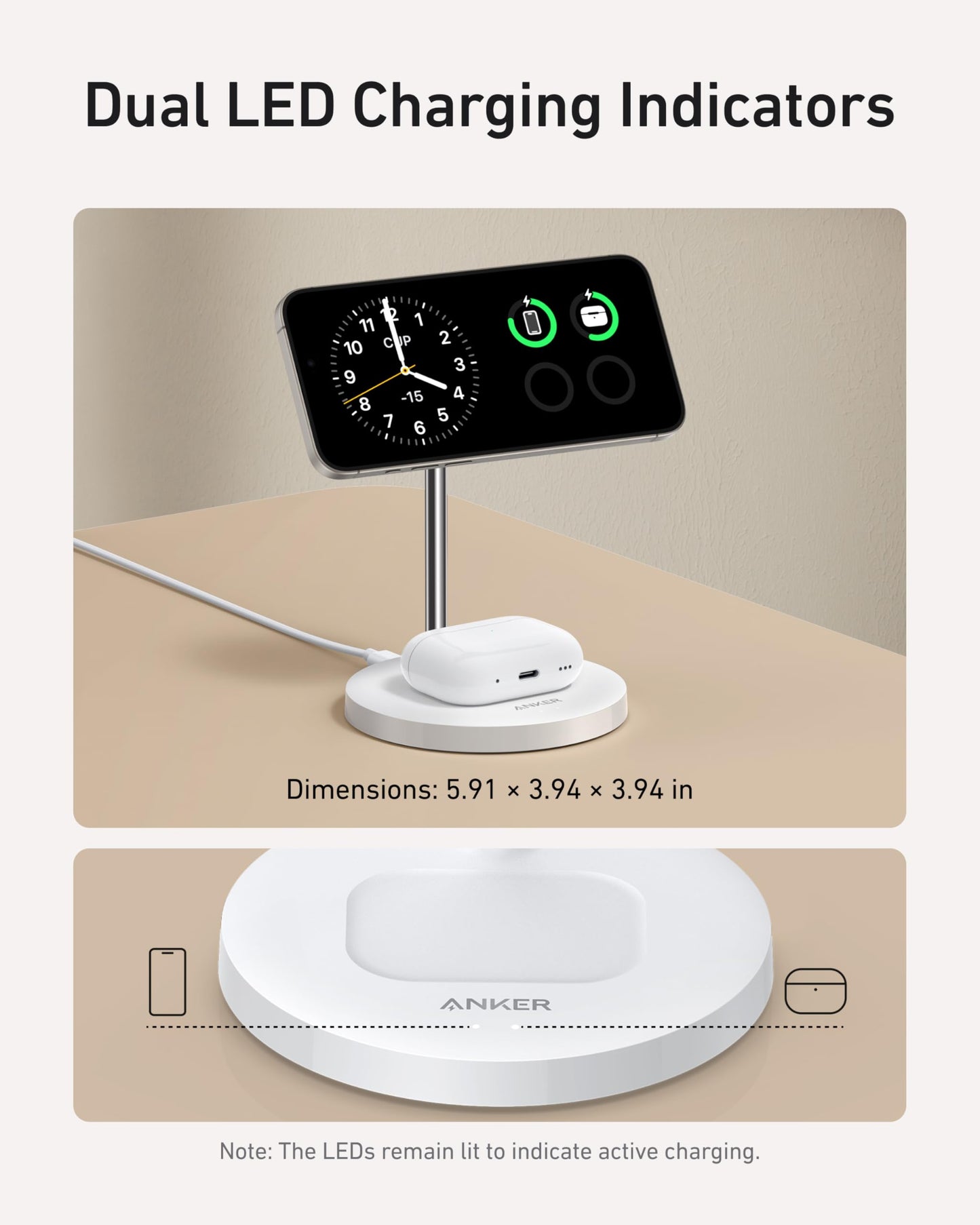Anker MagGo 2-in-1 MagSafe Compatible Qi2 15W Wireless Charging Stand