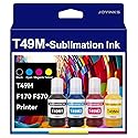 Joyinks T49M Sublimation Ink Autofill Compatible for SureColor F170 F570 Sublimation Printer T49M1 T49M2 T49M3 T49M4 (ICC-Free/Anti-UV,4-Pack)