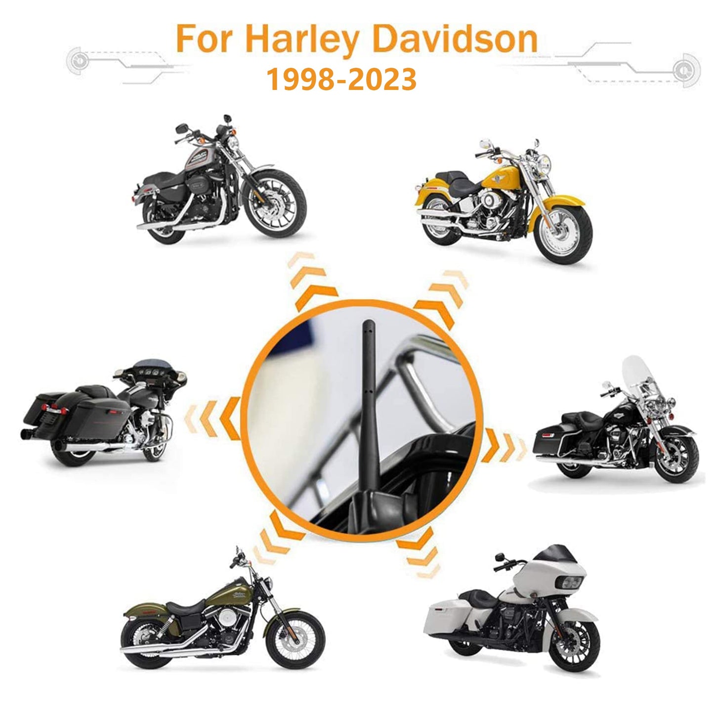 KSaAuto 4.5 Inch Short Antenna for Harley Davidson Motorcycle 1998-2026 Antennas Replacement Accessories