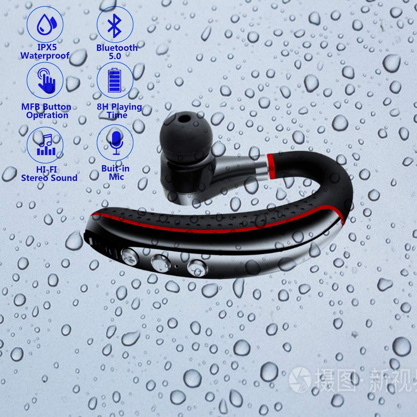 LSAPT Bluetooth Headset V5.0,Wireless Bluetooth Earpiece with Noise Canceling Mic for Cell Phone,Business Earphone