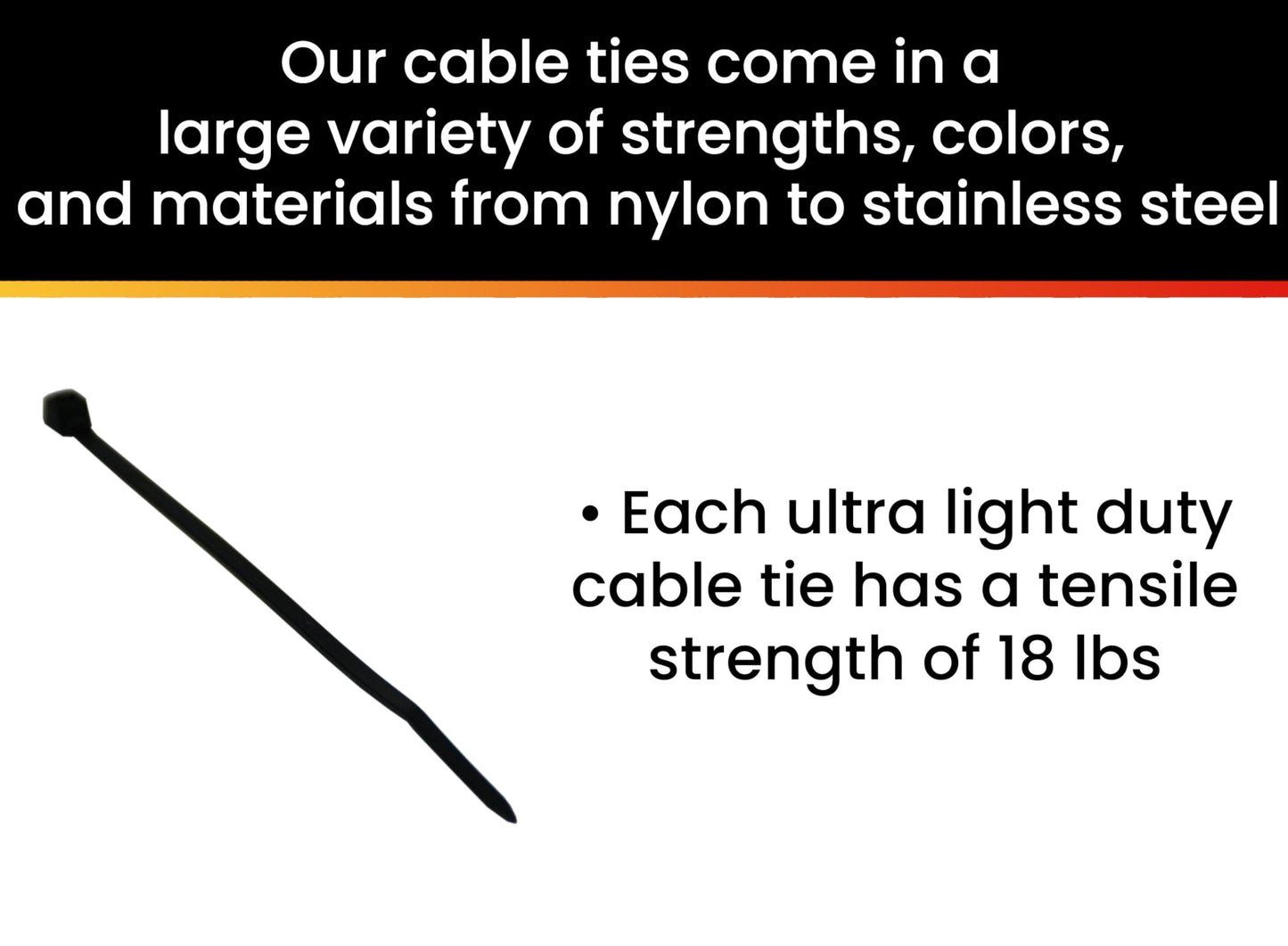 Pro Tie Ultra Light Duty, Self-Locking Nylon Cable Wire Ties for Indoor and Outdoor Use | 4-Inch, 18 lbs. Tensile Strength, UV Black Nylon, 100-Pack