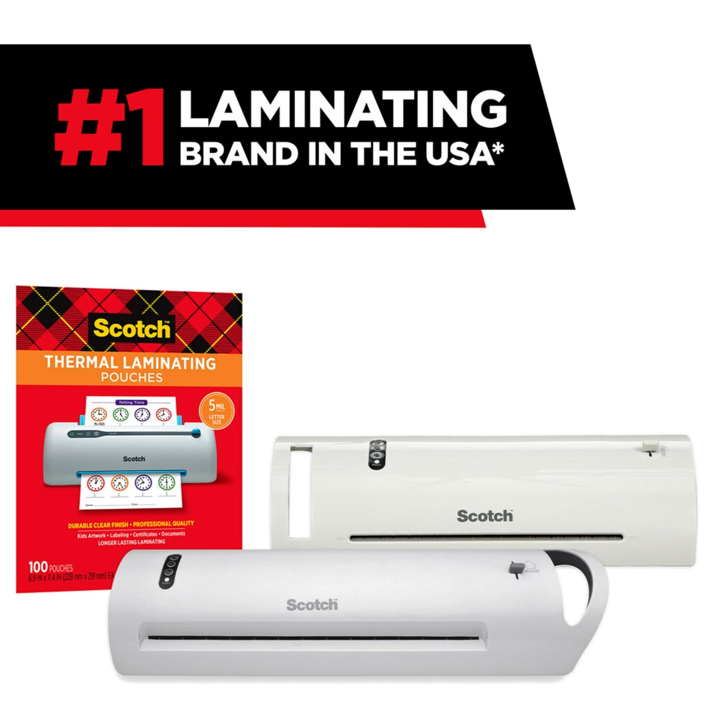Scotch Thermal Laminating Pouches, 100 Count, Clear, 5 mil., Laminate Business Cards, Banners and Essays, Ideal Office or School Supplies, Fits Letter