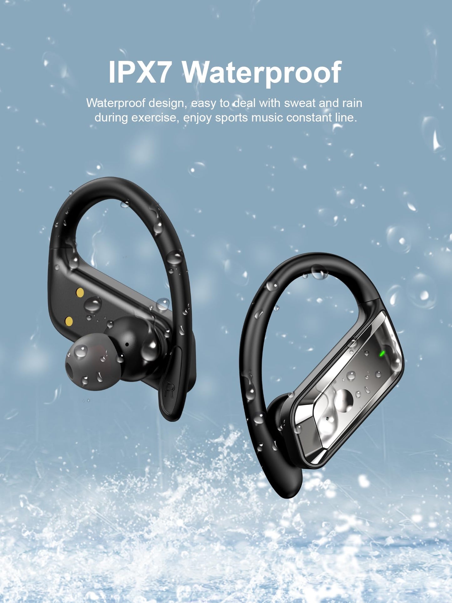 Hulaed Wireless Earbuds Bluetooth 5.4 Headphones 53H Playtime Sport Earphones with LED Display,Over-Ear Buds Built in Mic in Ear Waterproof Headset…