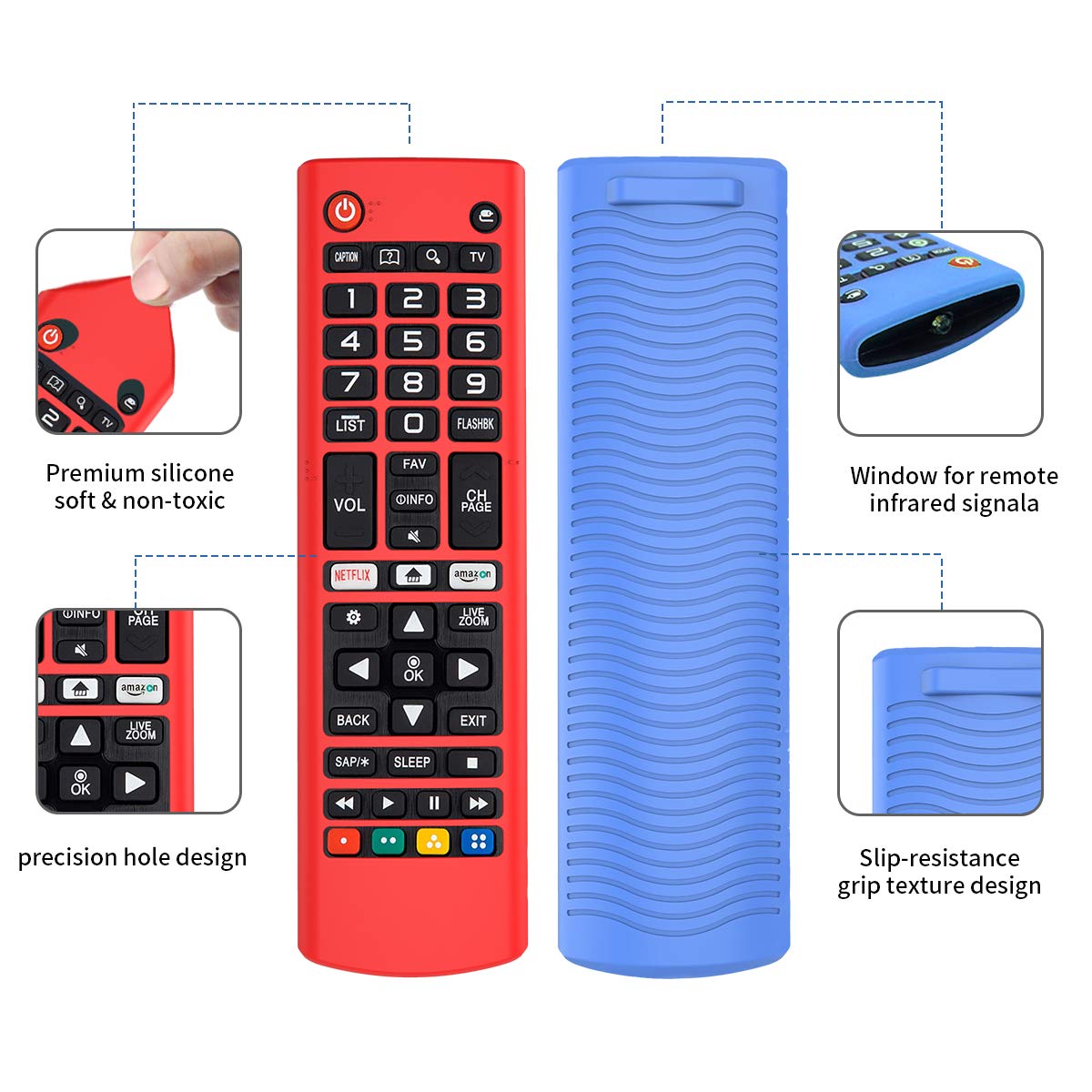 Alquar 2Pack Silicone Case for LG AKB75095307 AKB75375604 AKB74915305 Smart TV Remote, Shockproof Anti-Lost Cover Holder Skin Sleeve Protector (Glow