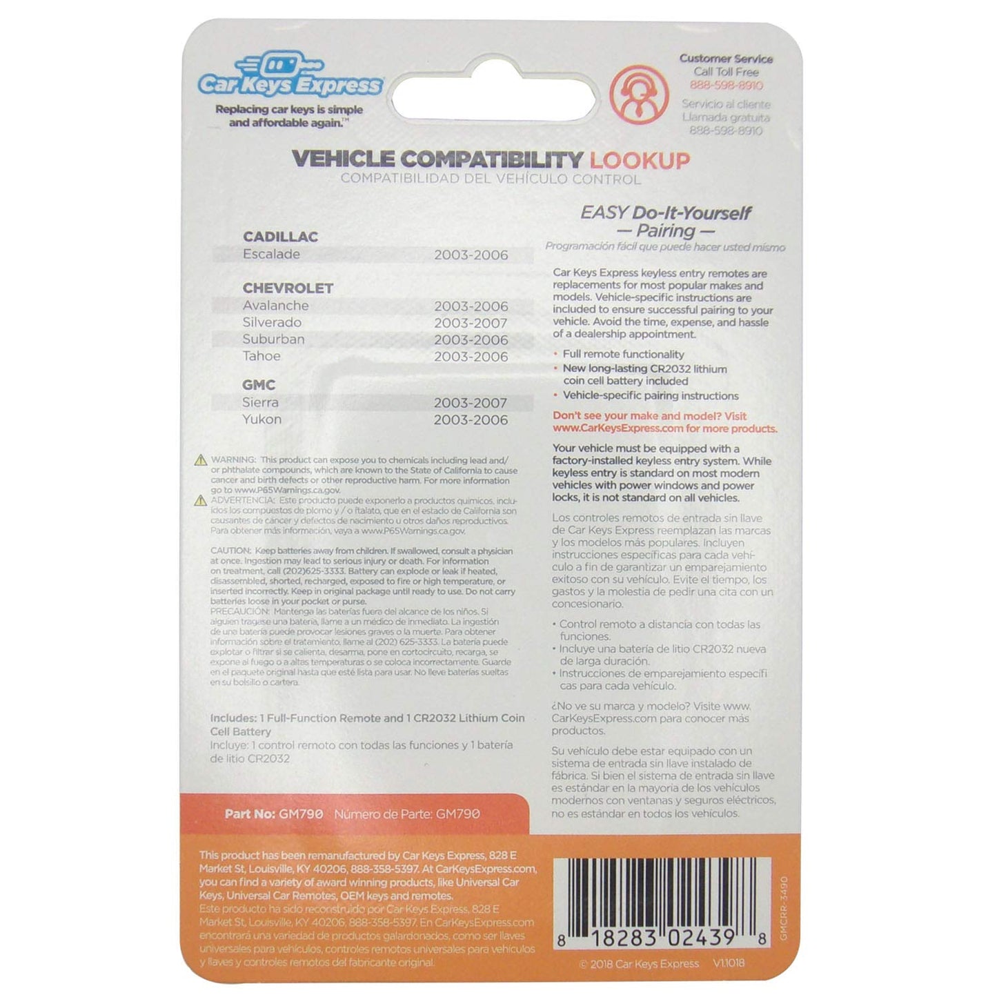 Car Keys Express 3 Button Remote for GM