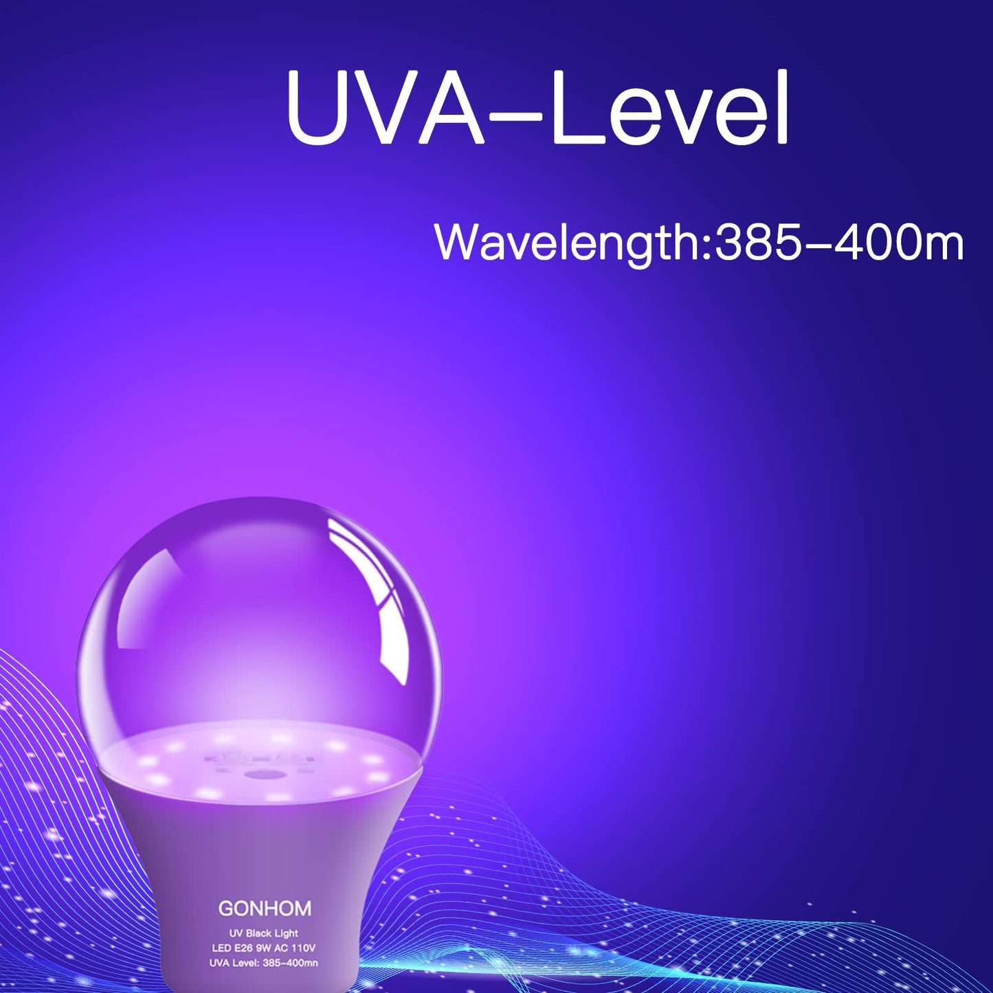 Black Light Bulbs 8 Pack, Dimmable 9W Black Lights Replace Up to 100W