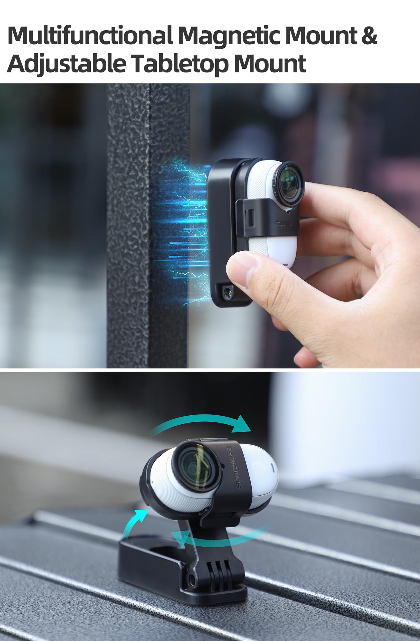 BTG 360° Rotation & Foldable Magnetic Mount Compatible with insta360 Go 3/Go 3S Accessories Adjustable Tabletop Mount