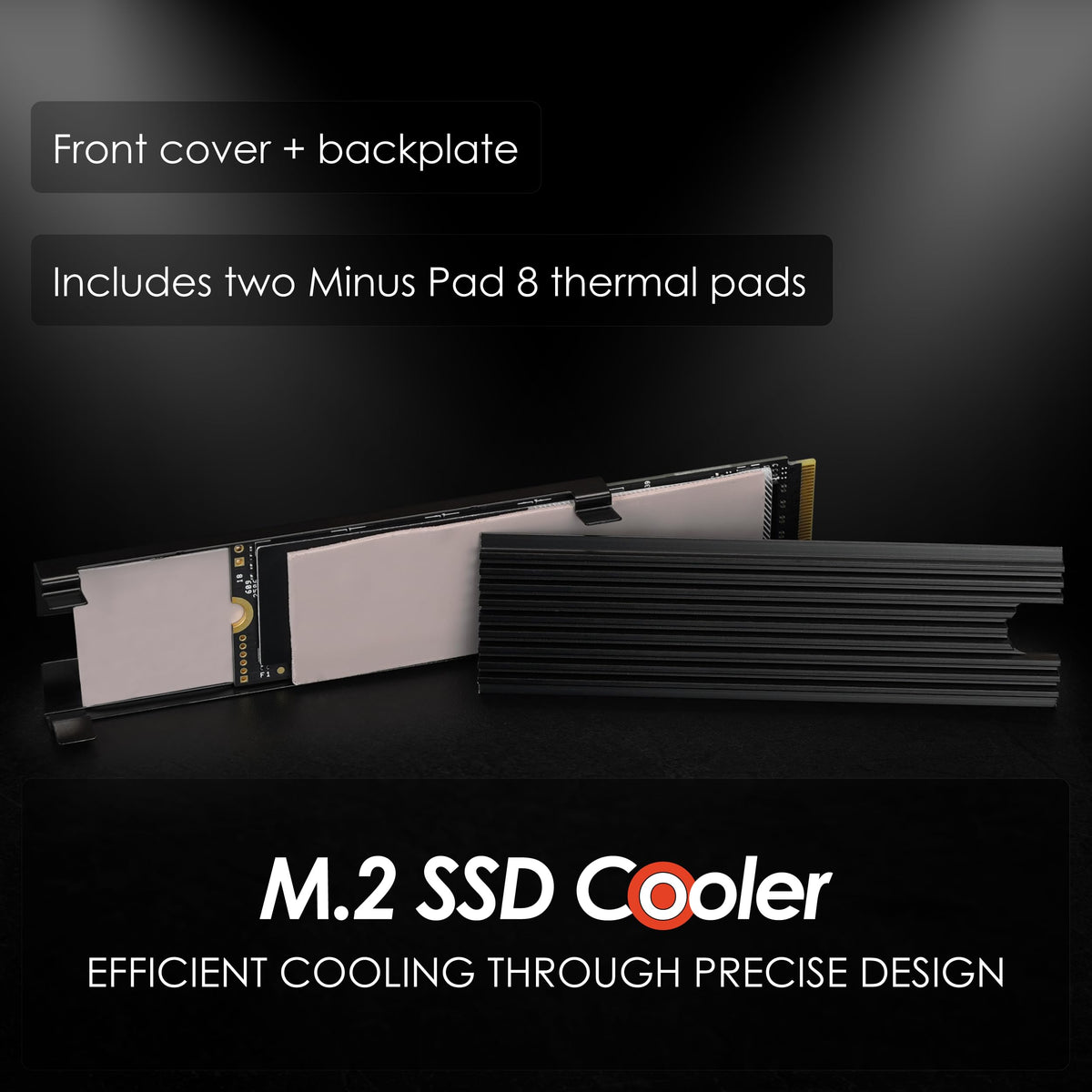 Thermal Grizzly NVMe M.2 SSD Cooler - Including 2X Matching Minus Pad 8 Thermal Pads - Compatible with Various Manufacturers Like Samsung, Kingston