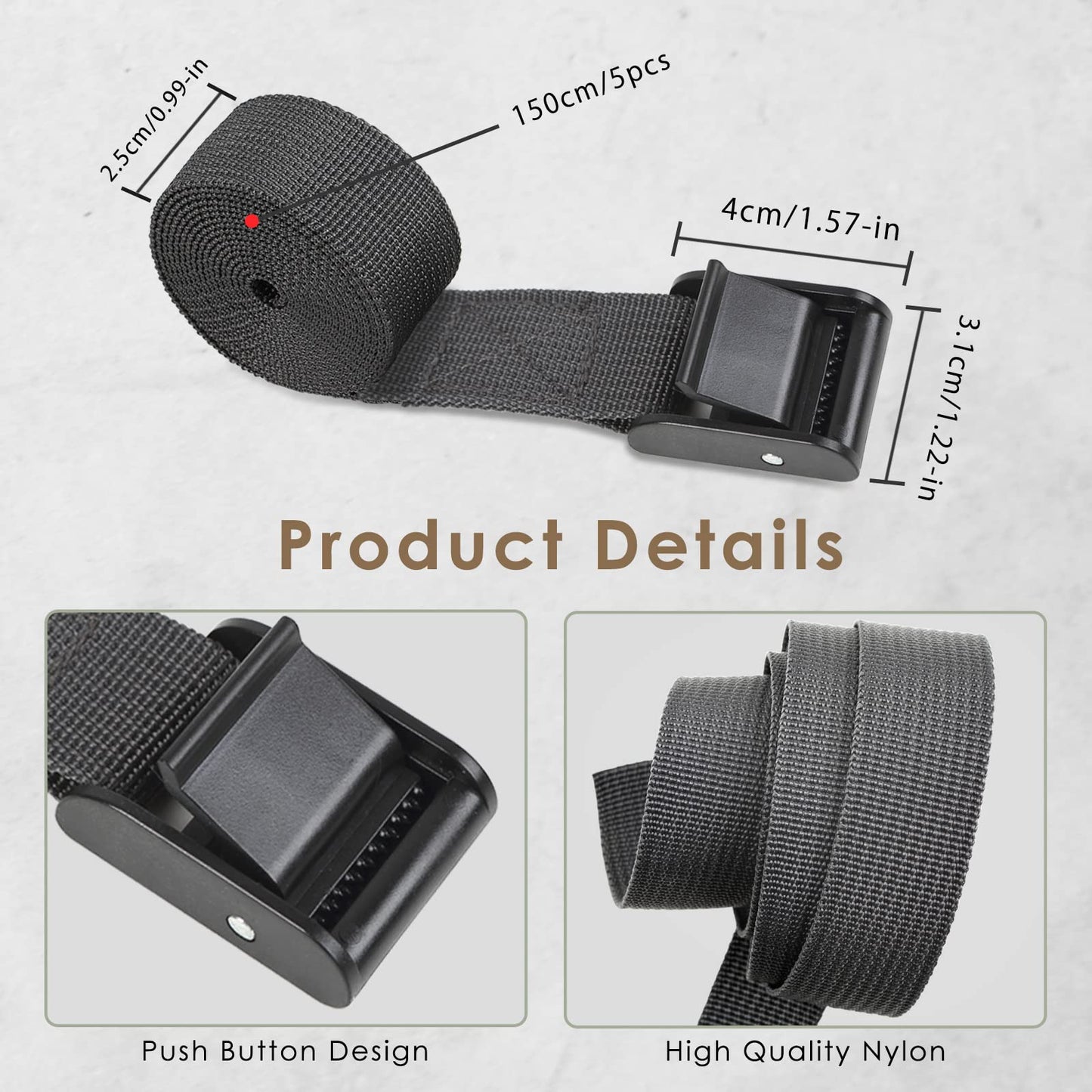 Folgtek 5pcs Trail Camera Straps Game Camera Tree Mounting Straps Portable UV Resistant and Foldable Nylon Fiber Belt, Hunting Camera Tree Strap Belts