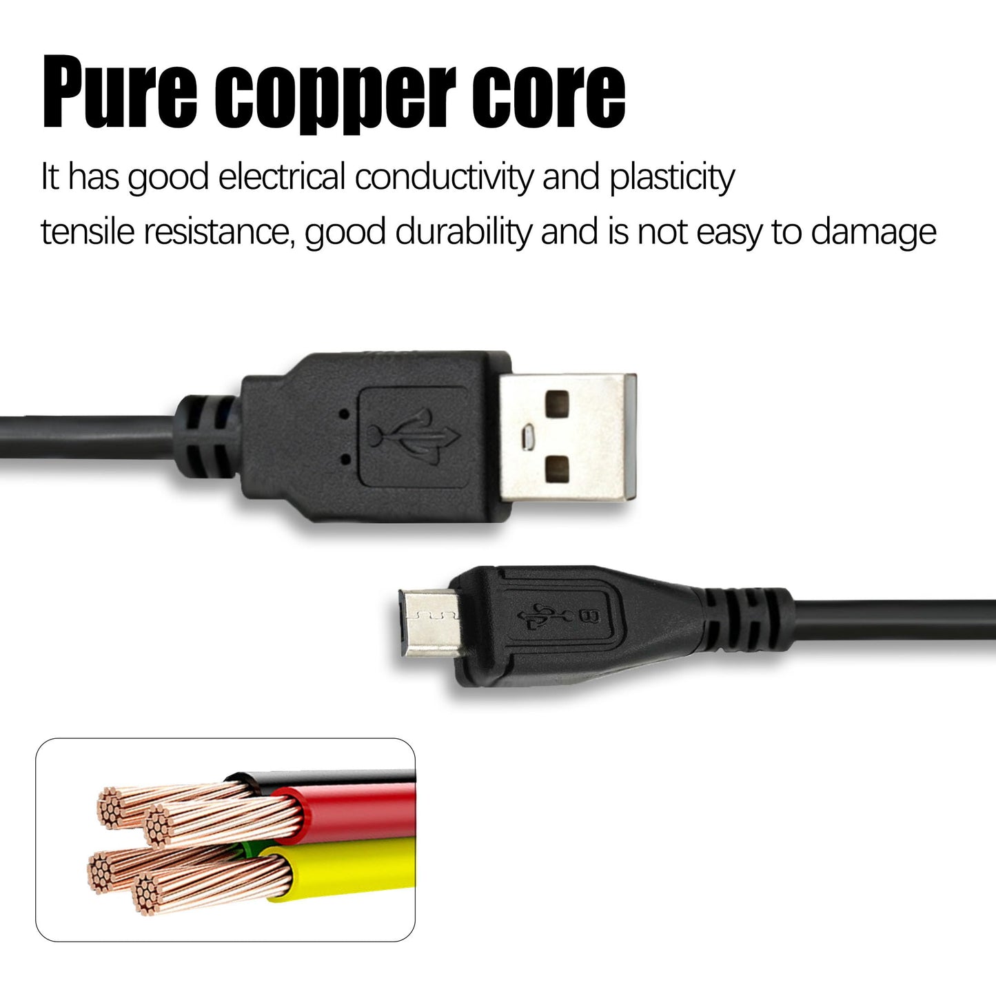 KKPOERT Micro USB Charging Cable for Children's Camera Universal Charging Cable Compatible with Instant Digital Cameras (only Compatible