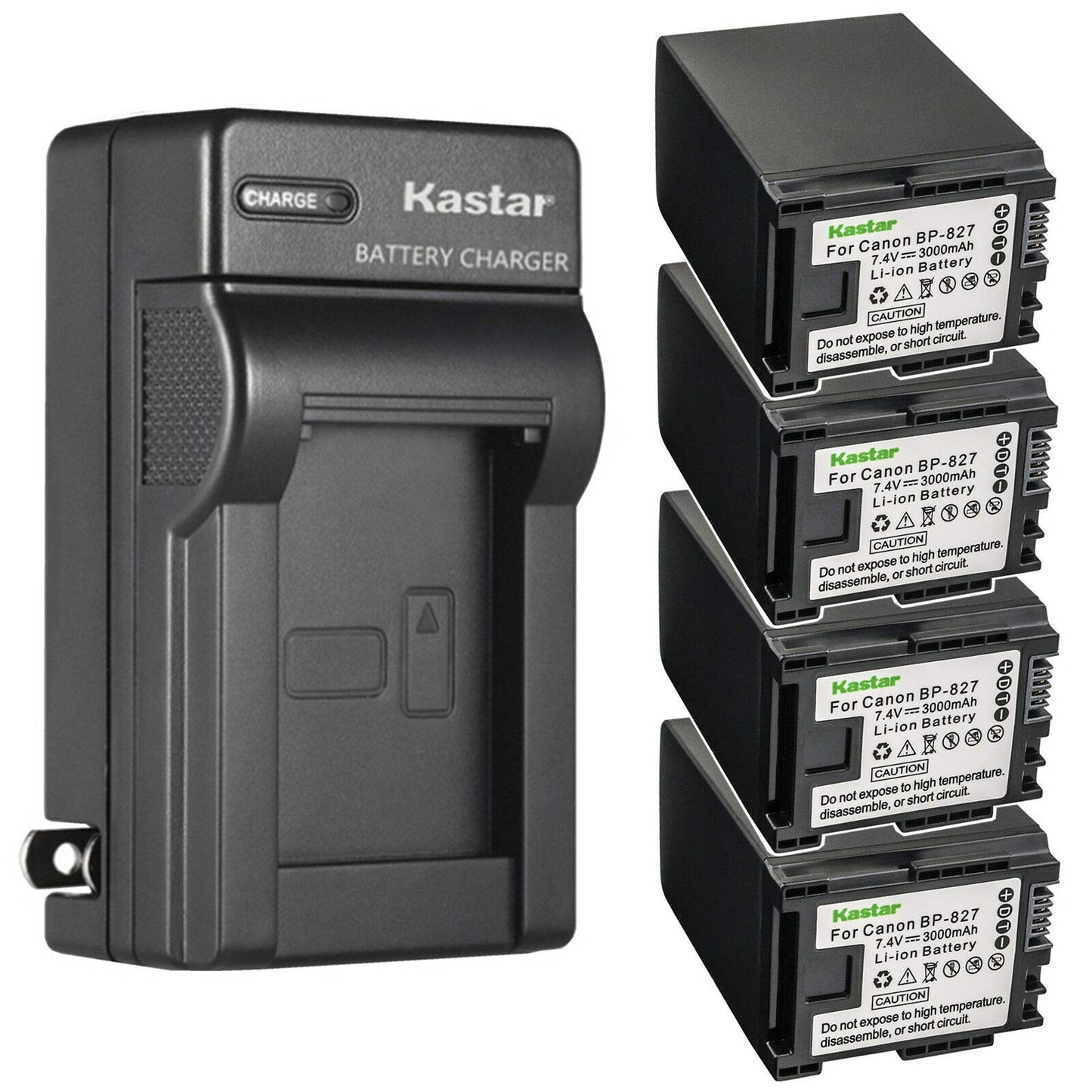 Kastar 4-Pack Battery and AC Wall Charger Replacement for Canon VIXIA HF100, VIXIA HF200, VIXIA HG30, VIXIA XA10 XA10 HD, FS10 Flash Memory Camcorder
