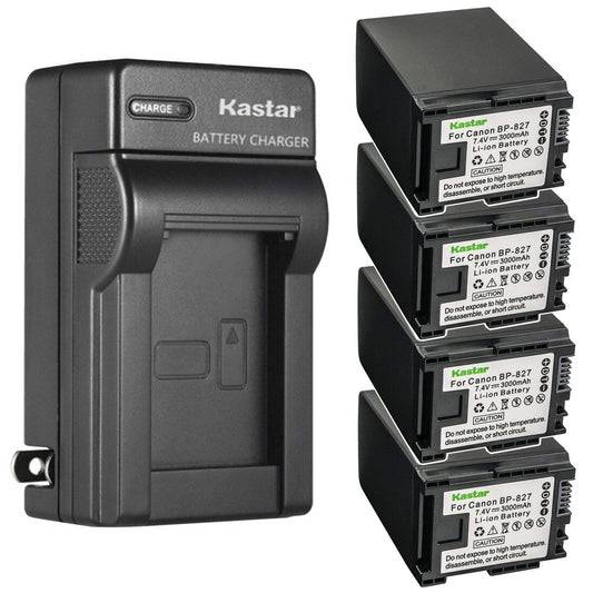 Kastar 4-Pack Battery and AC Wall Charger Replacement for Canon VIXIA HF100, VIXIA HF200, VIXIA HG30, VIXIA XA10 XA10 HD, FS10 Flash Memory Camcorder