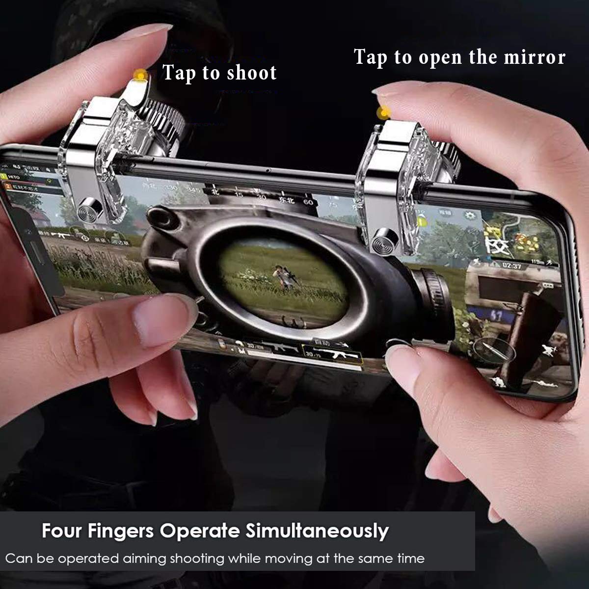 Newseego for Mobile Game Controllers, Phone Triggers for Mobile Phone, Sensitive Controller Joysticks Aim & Fire Trigger Keys for Rules of Survival (1