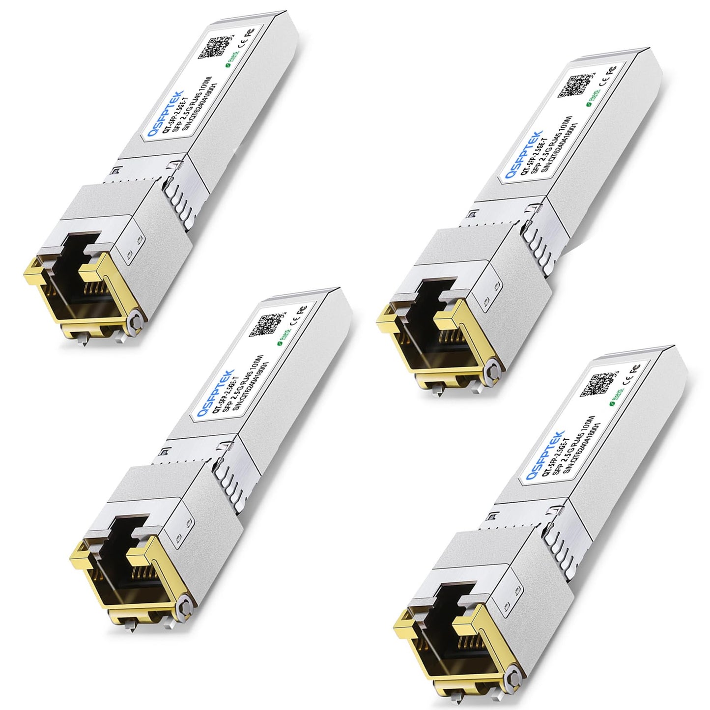 QSFPTEK 2.5Gbase-T Network Transceivers, 2500M Rate SFP to RJ45, 2.5gb Copper Module Mini Gbic Compatible with Cisco SFP-2.5G-RJ45, 100m, Other Open