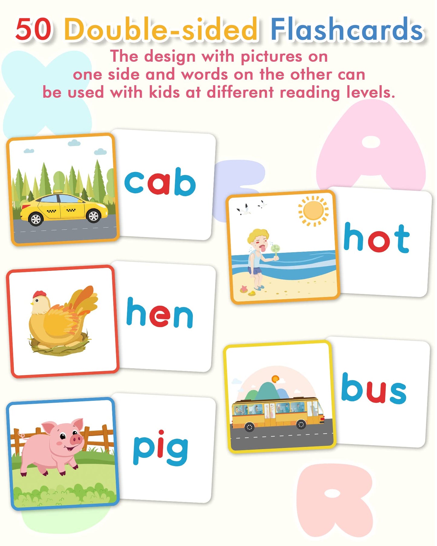 Gojmzo Wooden CVC Word Spelling Games – Montessori Learning Toy with Sight Words Flash Cards, Educational Activity for Kids Ages 3–6