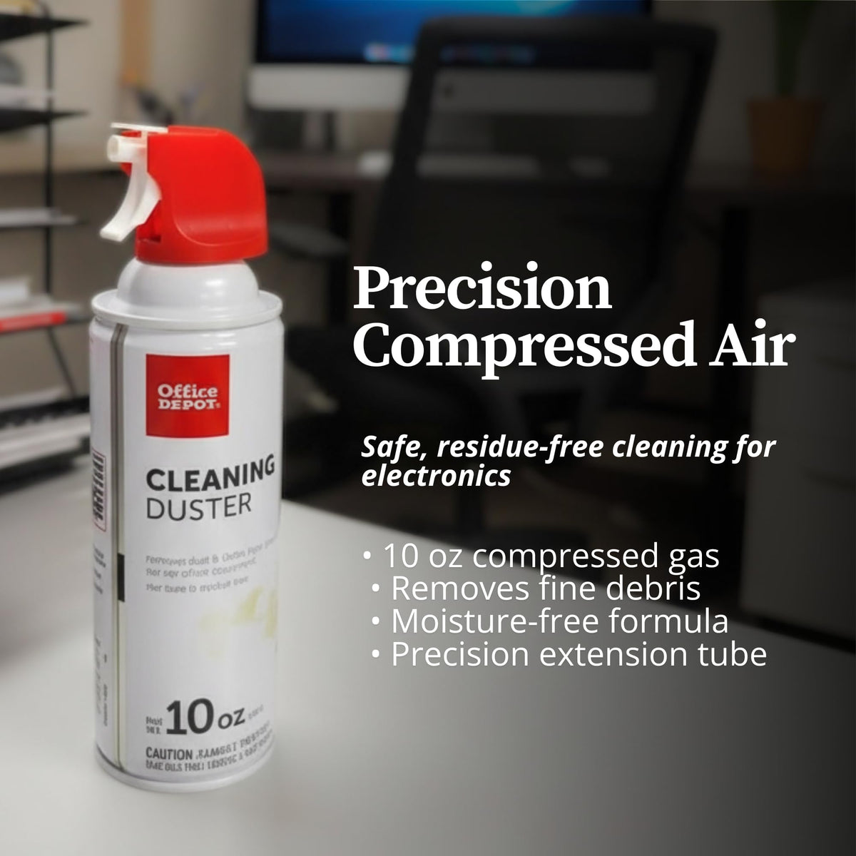 Office Depot Cleaning Duster, 10 Oz Compressed Canned Air for Electronics, Keyboard Cleaner for Computer, Laptop, PC, Printer, Office Equipment