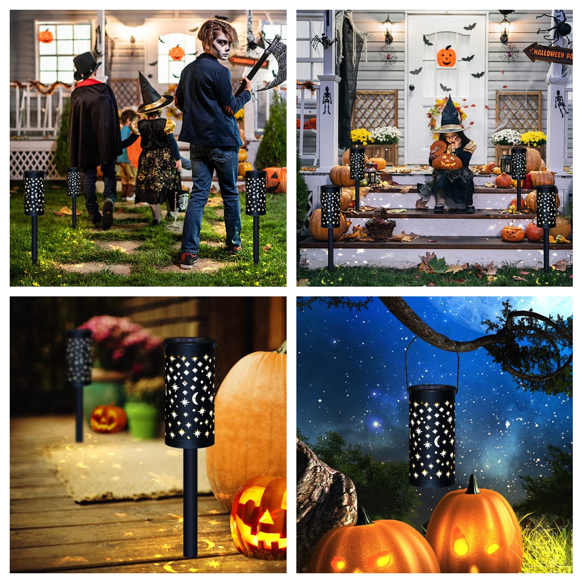 6 Pack Solar Light Outdoor Garden Patio Pathway Landscape Lights Yard Driveway Lawn Walkway Decoration Star Moon Solar Lantern Waterproof Outside Path