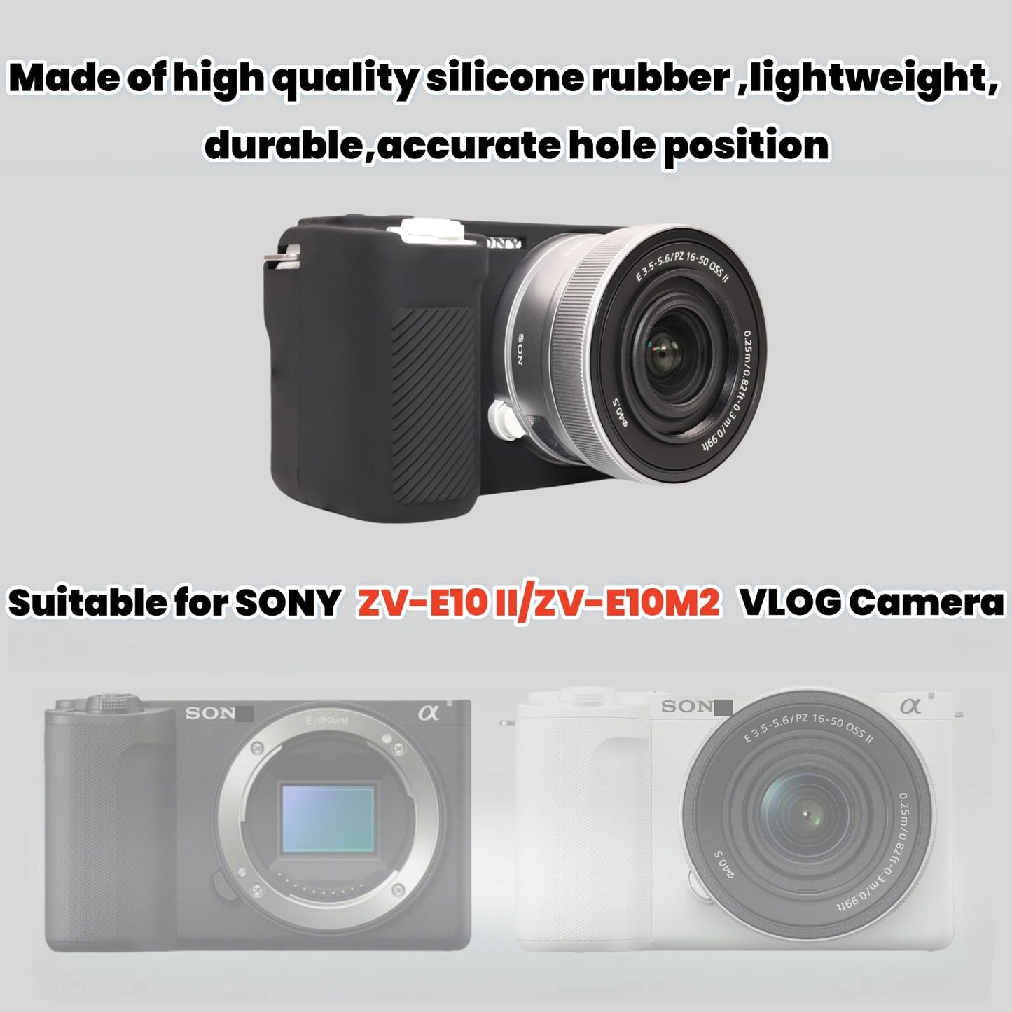 SZHSYJY Camera Case for Sony ZV-E10 II/ZV-E10M2 Digital Camera,ZV-E10 II Soft Silicone Protective Bag,Anti-Scratch Slim Fit Soft Sleeve with ZV-E10 II