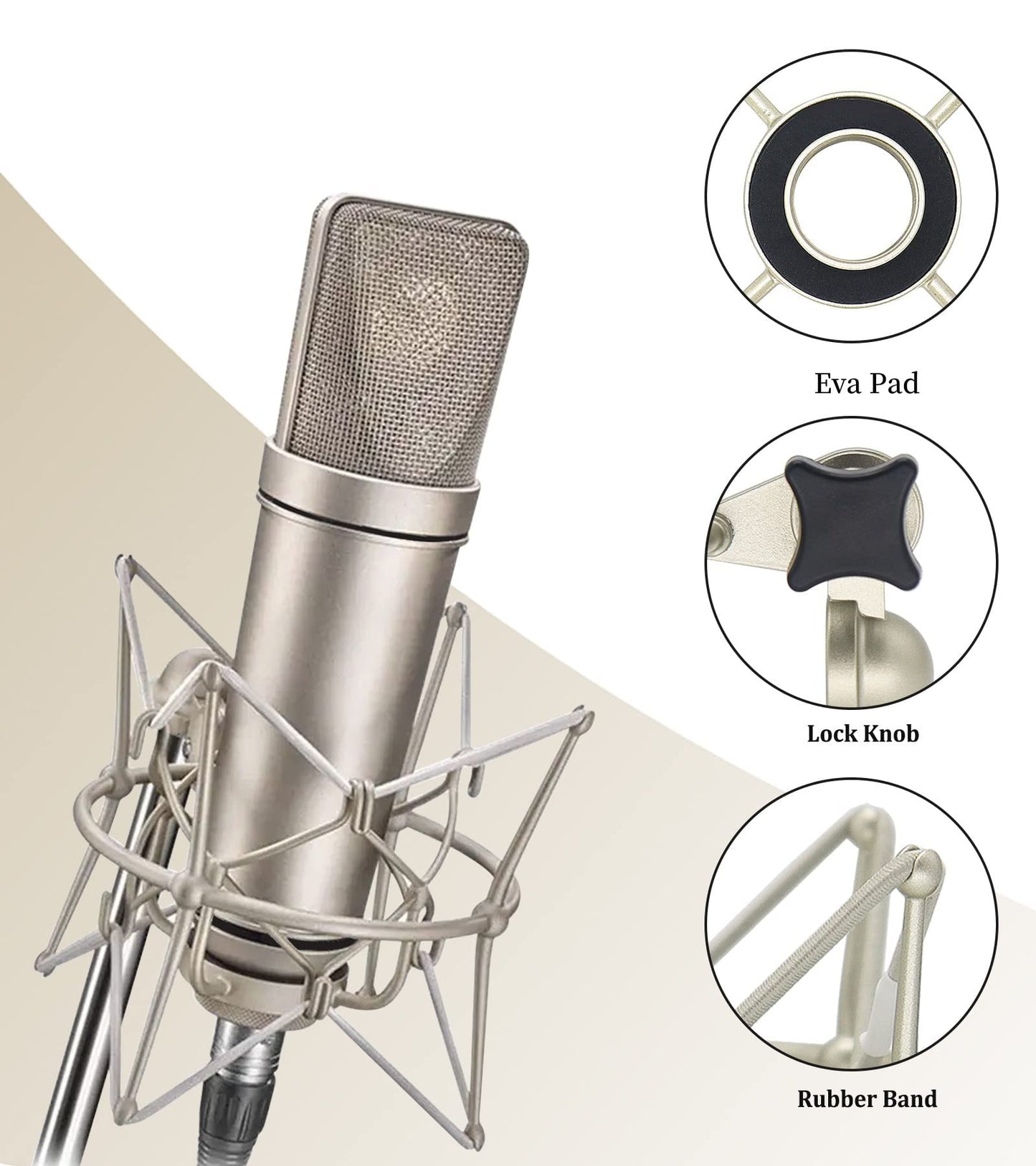 SUUNTOK Microphone Shock Mount Anti-Vibration Mic Holder Spider Recording Mic Shockmount Stand Compatible with Neumann U87 Ai, U89 i and TLM 67
