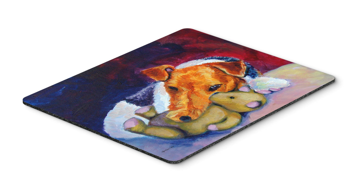 Caroline's Treasures 7355MP Fox Terrier and Teddy Bear Mouse Pad, Hot Pad or Trivet for Home Office Gaming Working Computers Laptop Mouse Mat,Washable