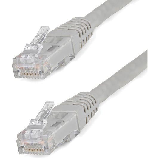 StarTech 50ft CAT6 Ethernet Cable - Gray CAT 6 Gigabit Ethernet Wire -250Mhz 100W PoE RJ45 UTP Molded Network Patch Cord with Strain Relief