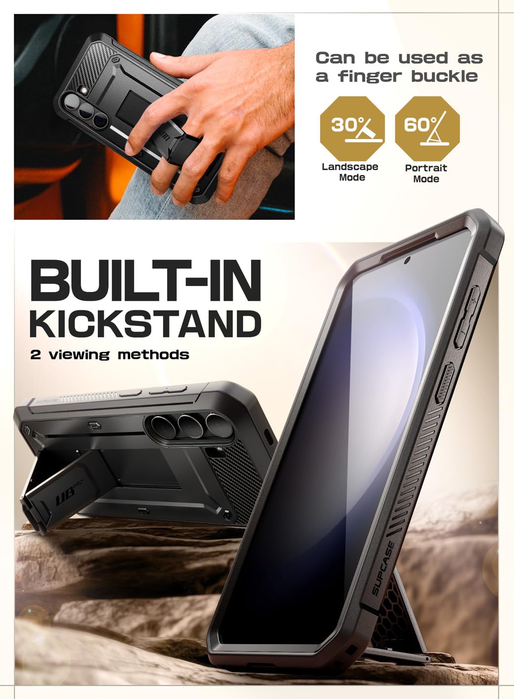 SUPCASE for Samsung Galaxy S24 Plus Case with Stand [2 Front Frames] [Built-in Screen Protector & Belt-Clip] [Military-Grade Protection] Heavy Duty