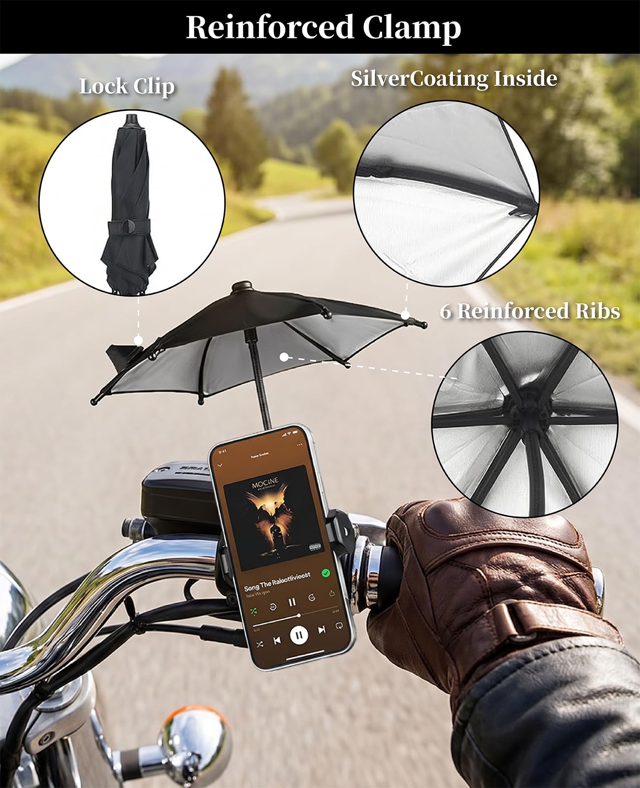 Geyynow Strong Phone Sunshade Umbrella for iPhone/Android with Sturdy Clip - 360 Adjustable Mini Tanning Shade Cover - UPF 50+ UV Protection