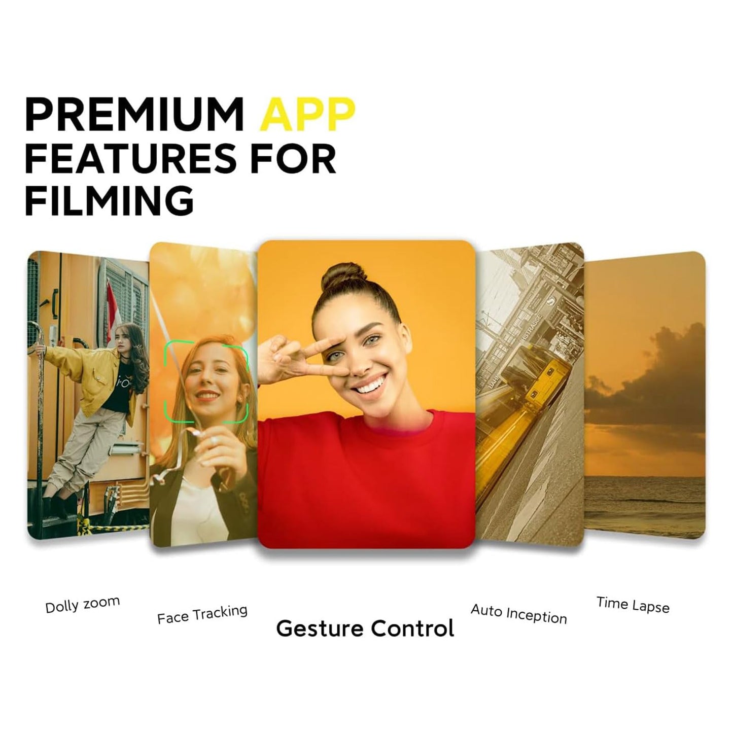 Gimbal Stabilizer for Smartphone w/LED Light Face Tracking Inception Timelapse Handheld Foldable 3-Axis Gimble for iPhone 15 14 13 12 11 Pro Max
