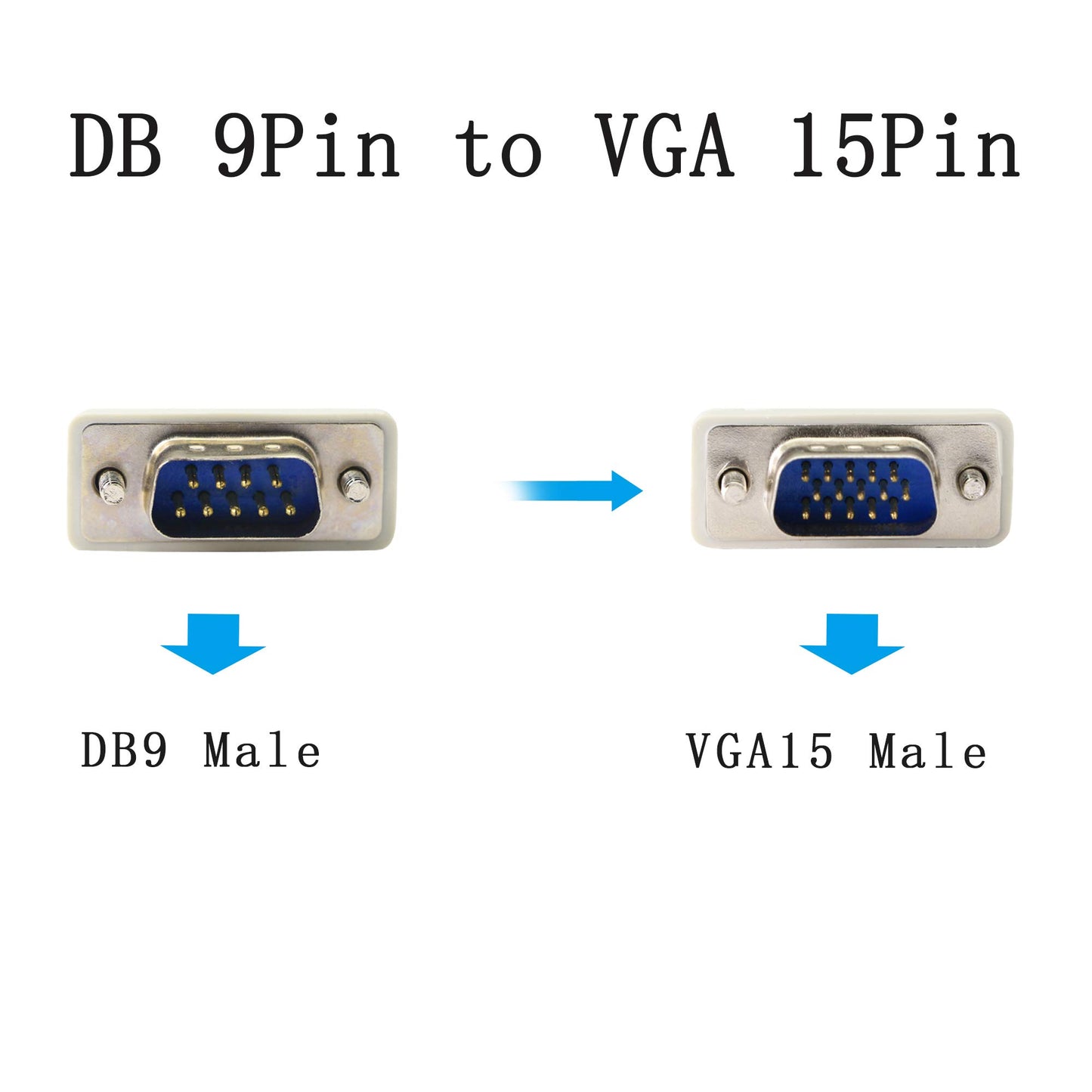 PNGKNYOCN 4.5 Feet DB 9 Pin Male to VGA 15 Pin Male Adapter Cable, RS232 to VGA Conversion Cable? for Computer,Printers, Scanners
