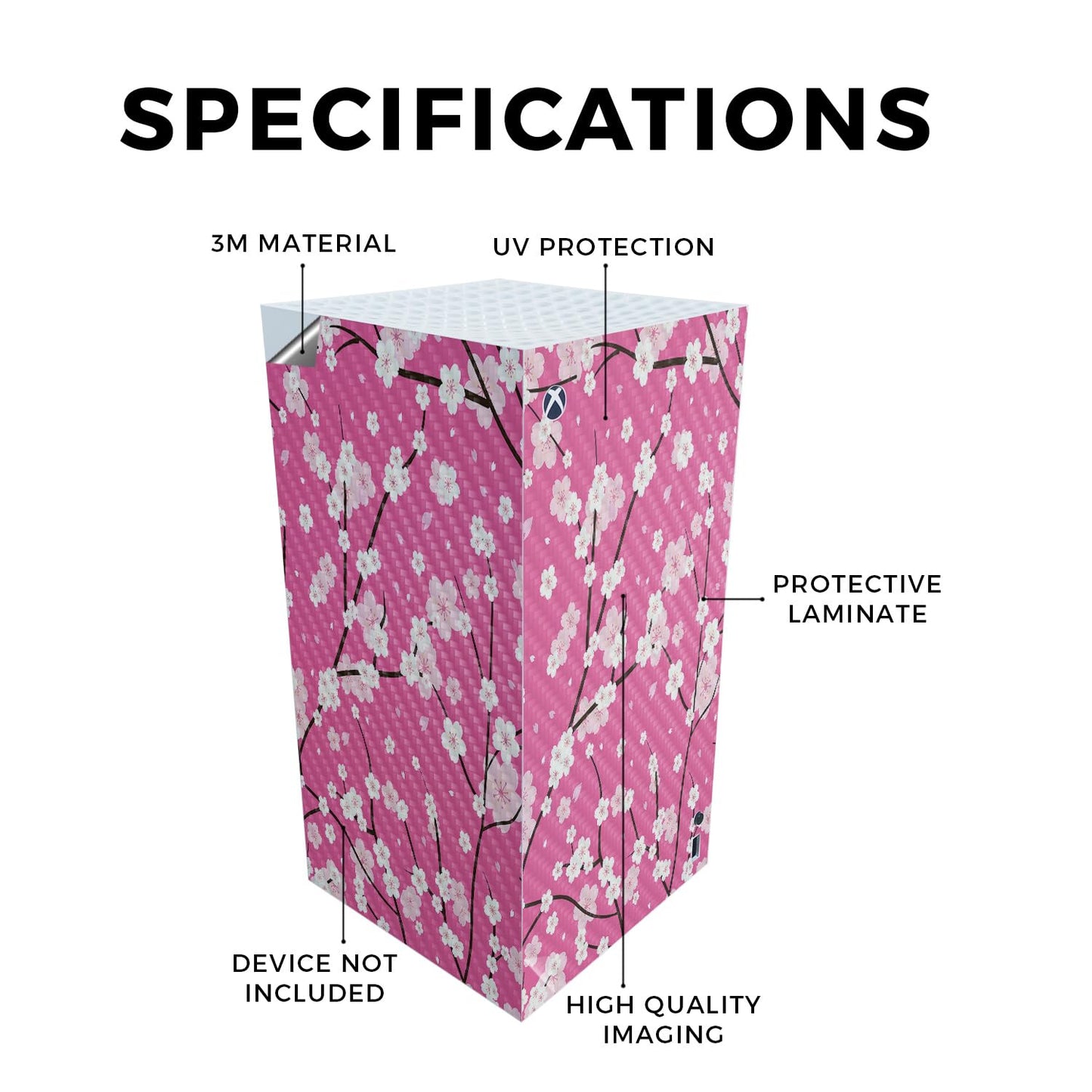 Carbon Fiber Gaming Skin Compatible with Microsoft Xbox Series X Digital Edition - Sakura Pink - Premium 3M Vinyl Protective Wrap Decal Cover - Easy