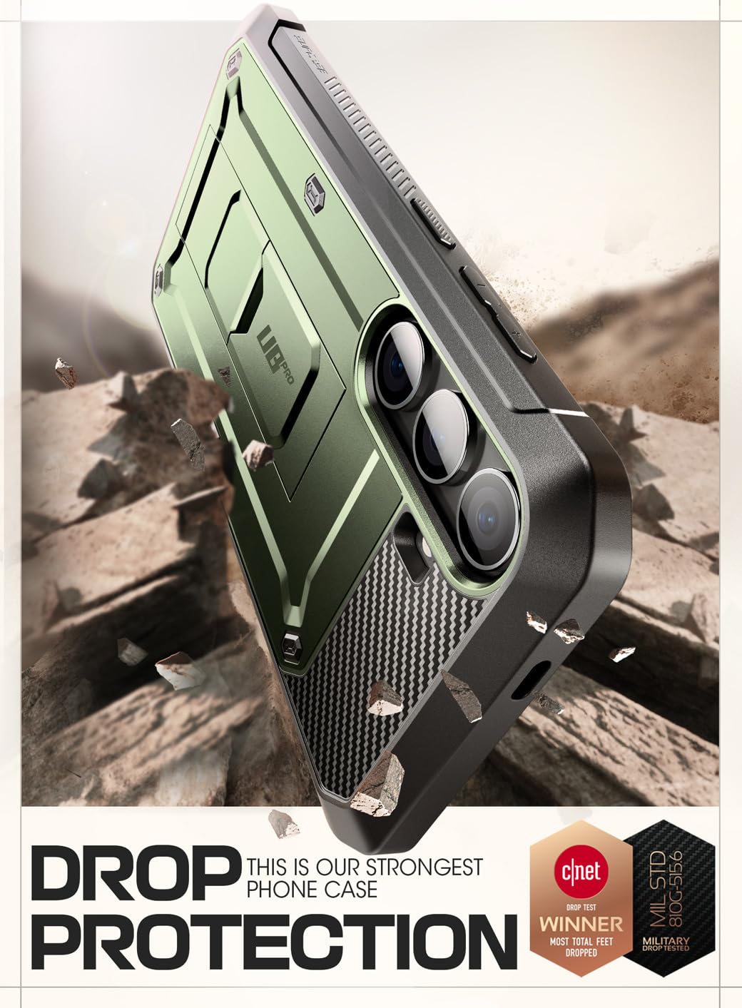 SUPCASE for Samsung Galaxy S24 Case with Stand [2 Front Frames] [Built-in Screen Protector & Belt-Clip] [Military-Grade Protection] Heavy Duty Rugged