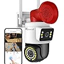 Kinnkall 4MP Dual Lens Outdoor Security Camera with Night Vision & Floodlight, 355° Pan/Tilt Motion Tracking, 2.4GHz WiFi, SD/Cloud Storage, IP66