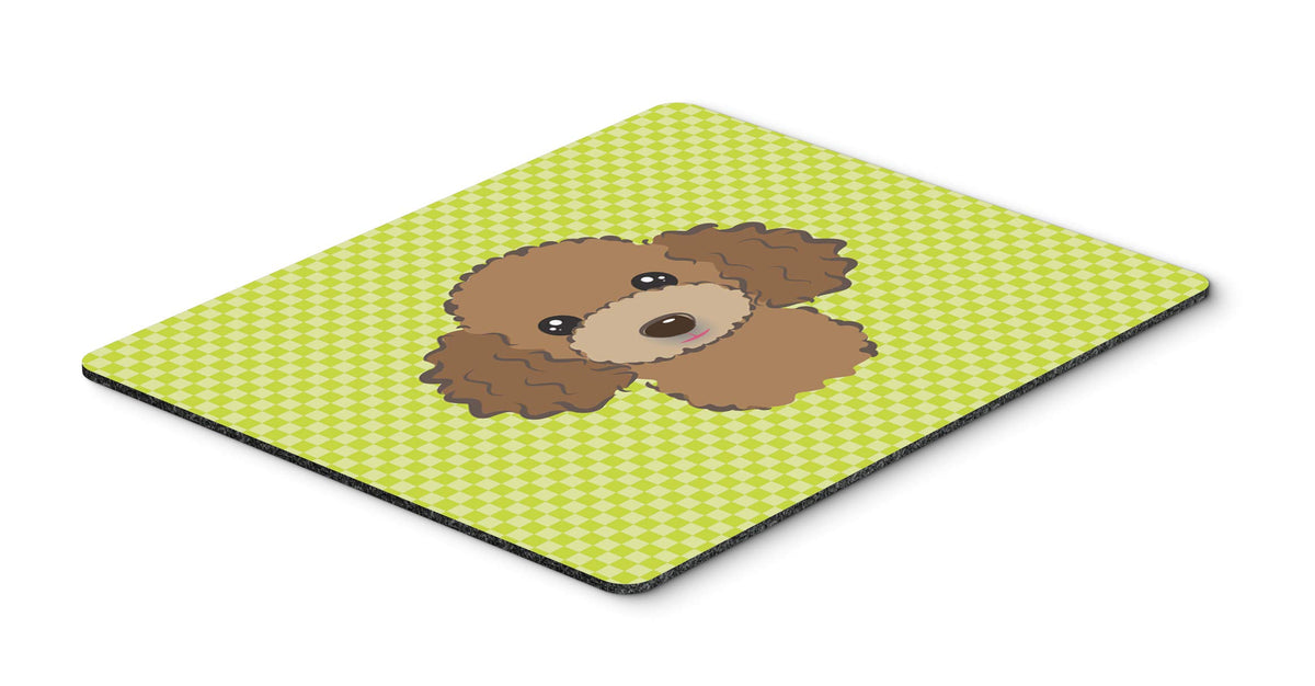 Caroline's Treasures BB1318MP Checkerboard Lime Green Chocolate Brown Poodle Mouse Pad, Hot Pad or Trivet for Home Office Gaming Working Computers