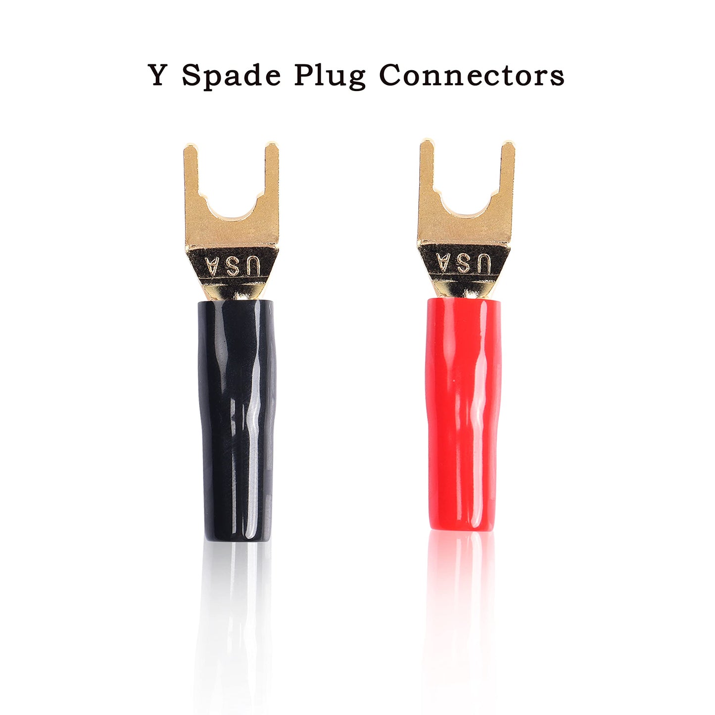 MEIRIYFA Y Plug Connector - 8 Pcs Y Spade Gold Plated U Fork Connector (Red and Black)