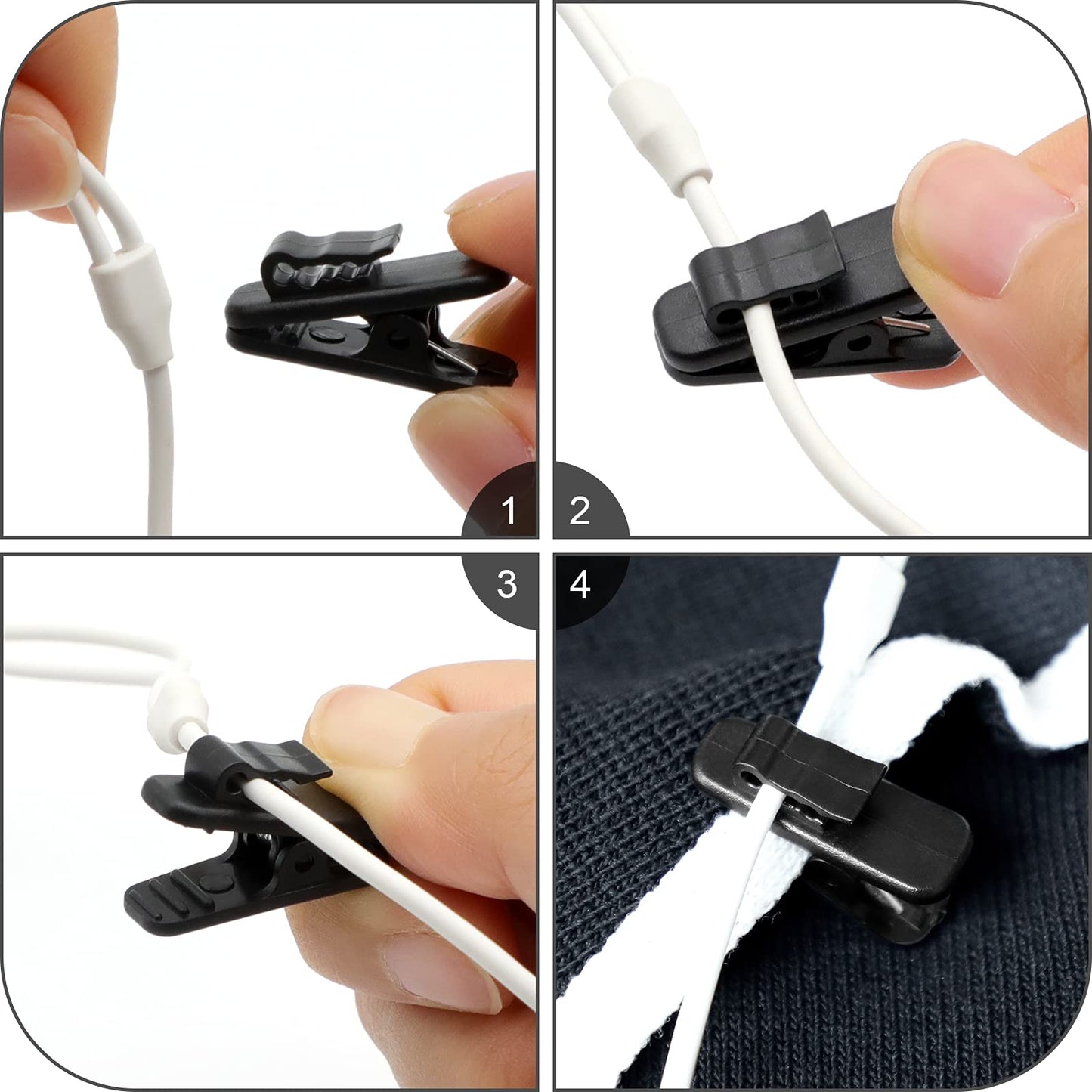 MUZHI Headphone Clip,Small Cable Clothing Clips,Earbud Clip to Keep Earphone/Microphone Cord in Place for 1.5mm Wire Diameter Round Wire Earphone 1…