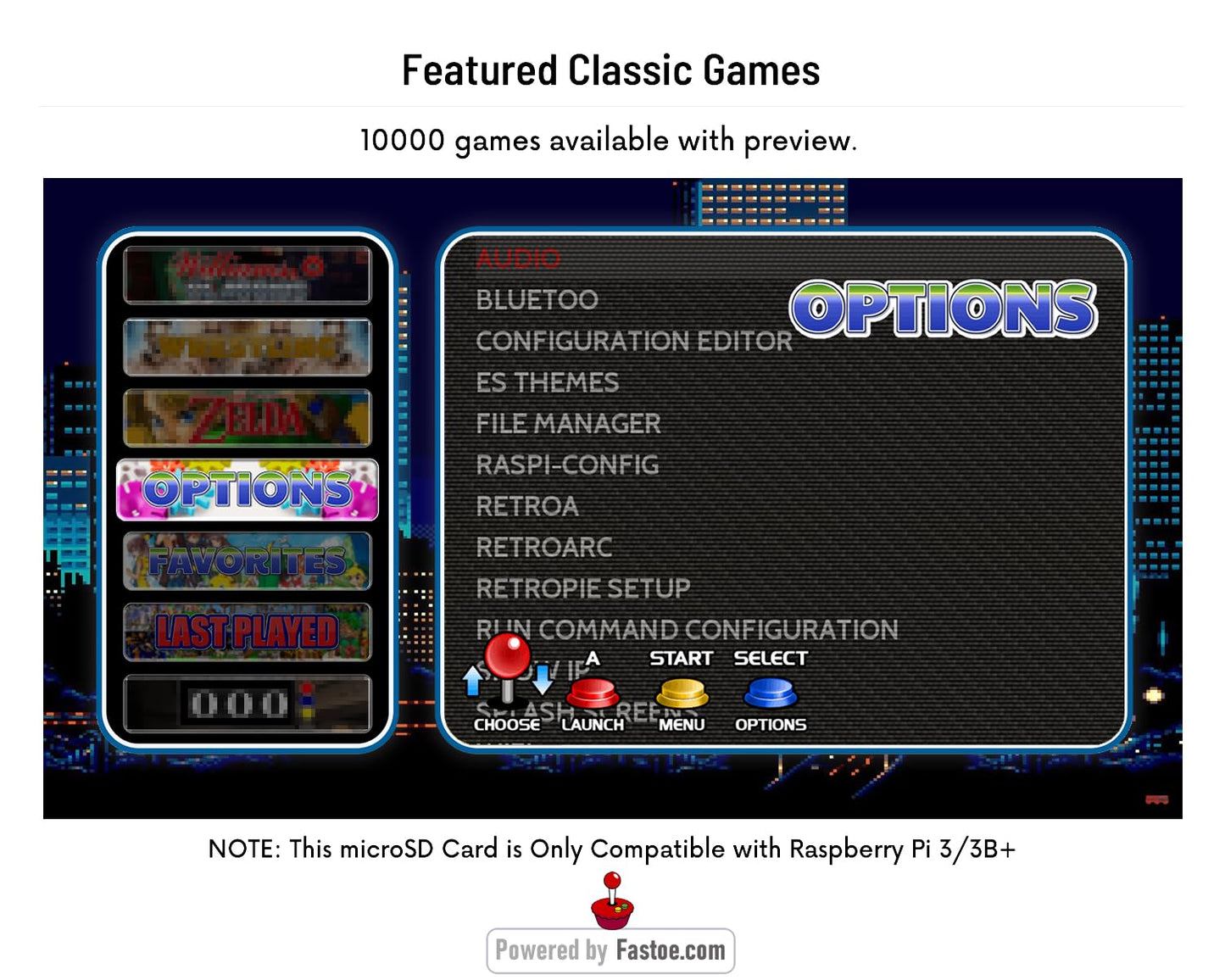 Fastoe 128GB Gaming microSD Card Preinstalled RetroPie with Games for Raspberry Pi 3/3B+